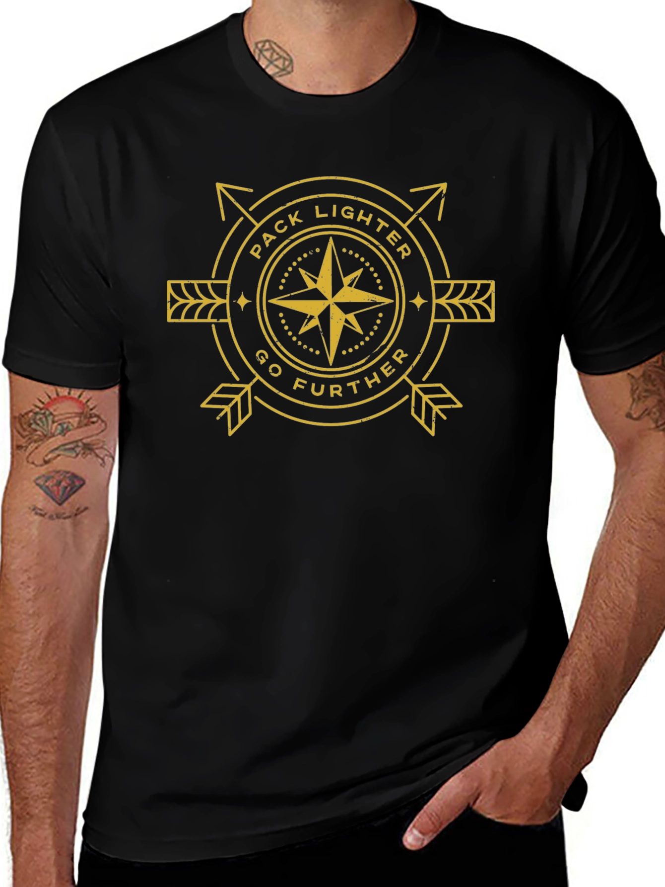 Pack Lighter Go Further Black Graphic Tee
