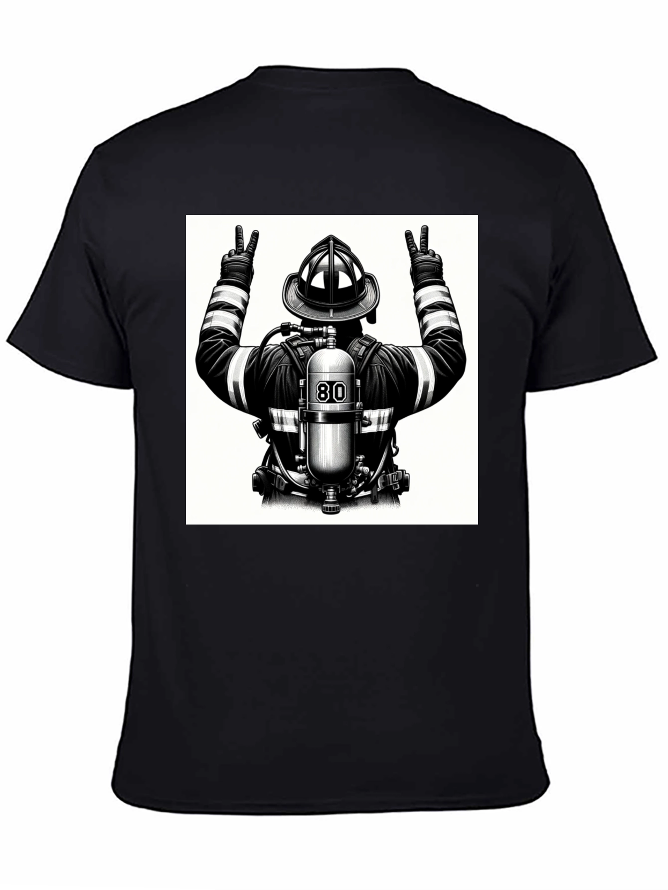 Firefighter Graphic T-Shirt - Black Cotton Tee