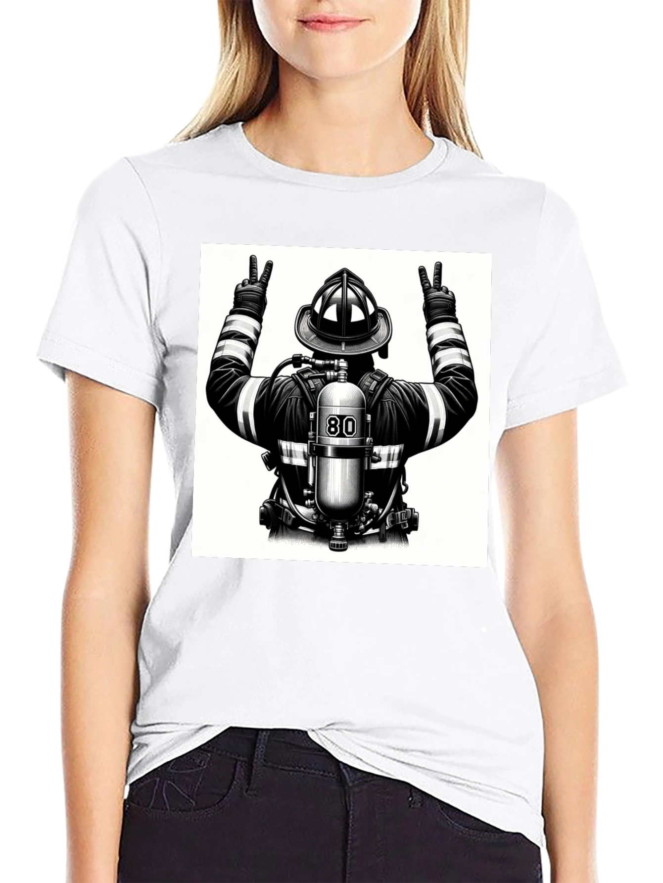 Firefighter Graphic T-Shirt - Black Cotton Tee