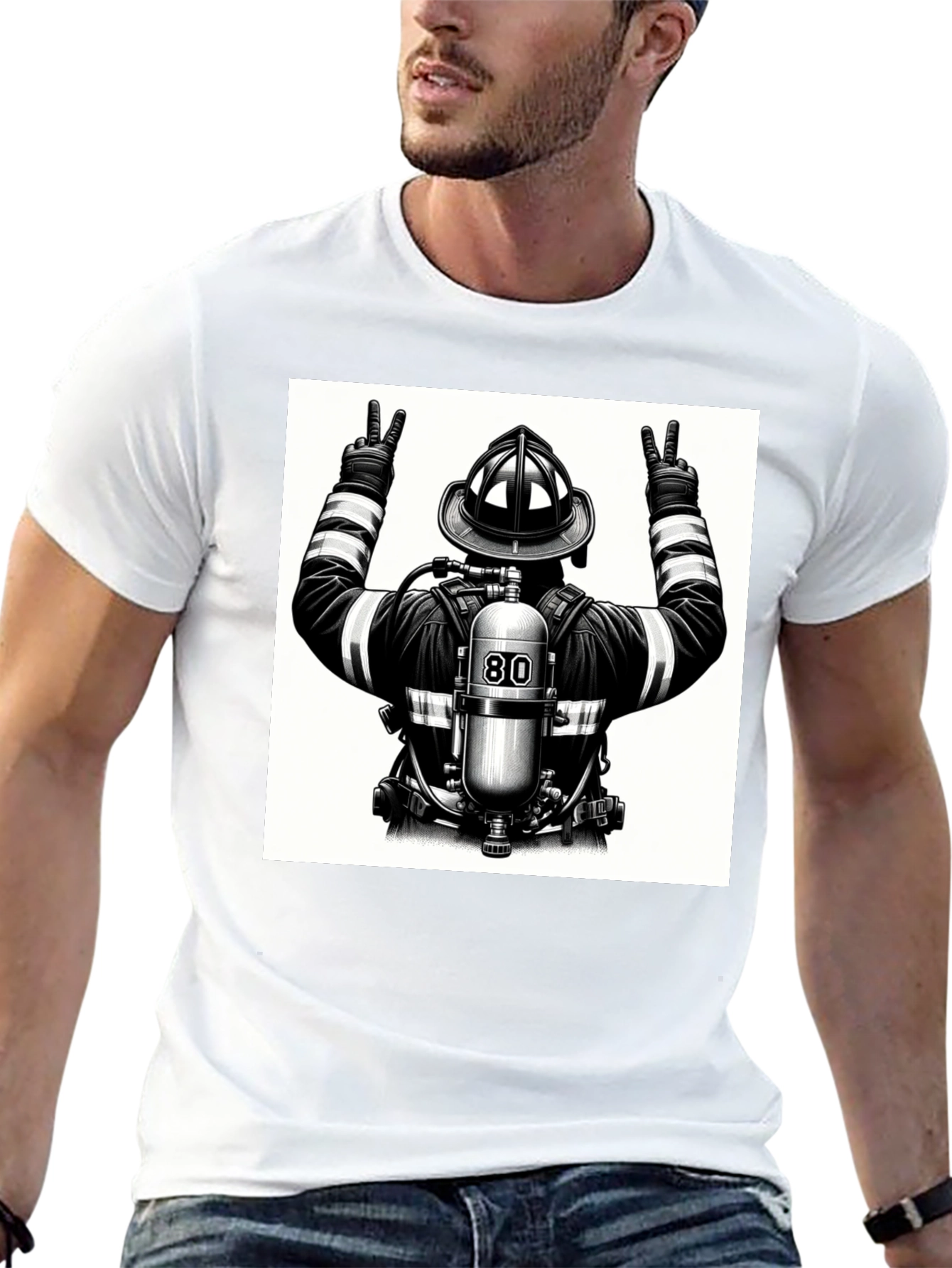 Firefighter Graphic T-Shirt - Black Cotton Tee