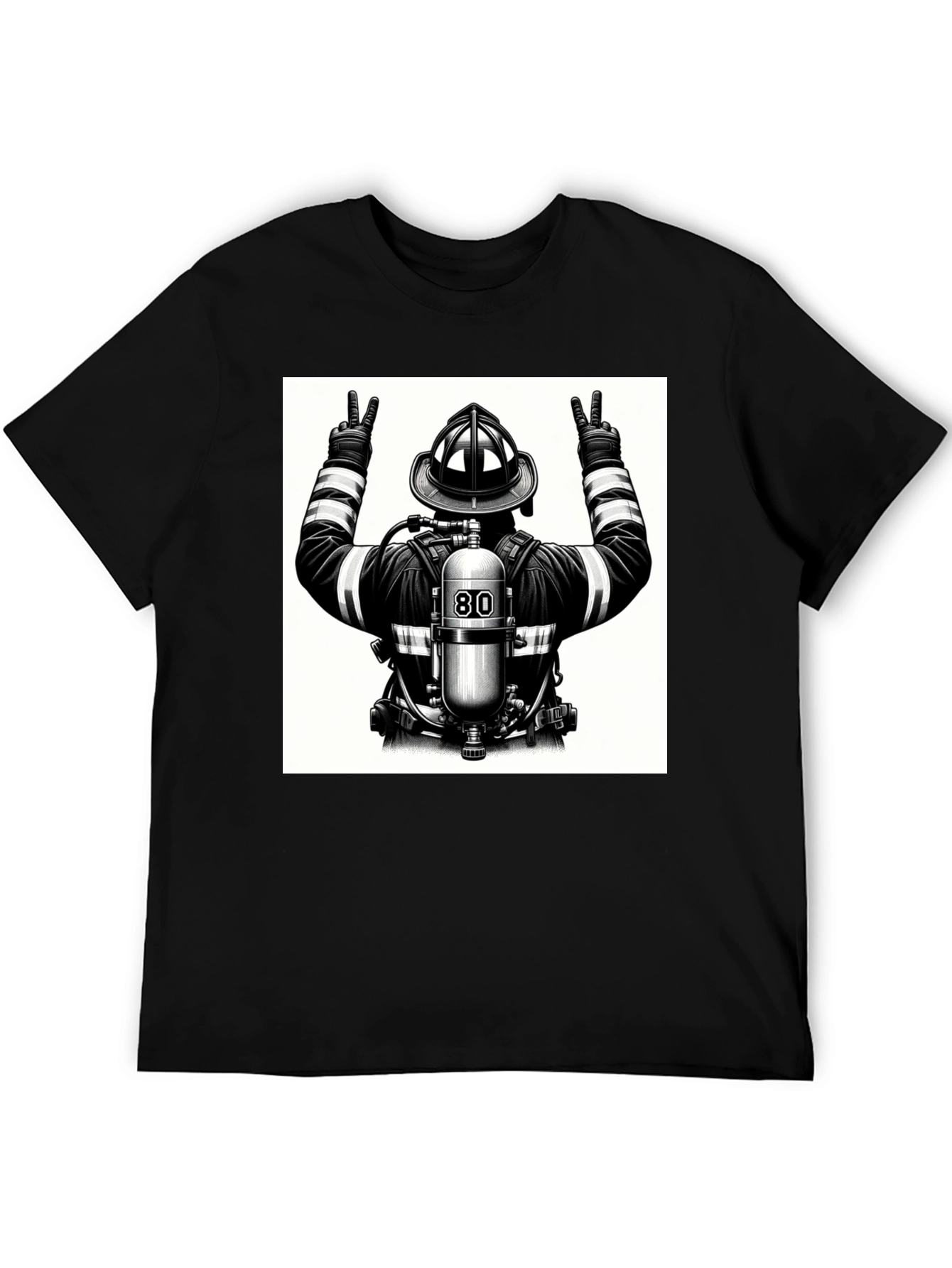 Firefighter Graphic T-Shirt - Black Cotton Tee