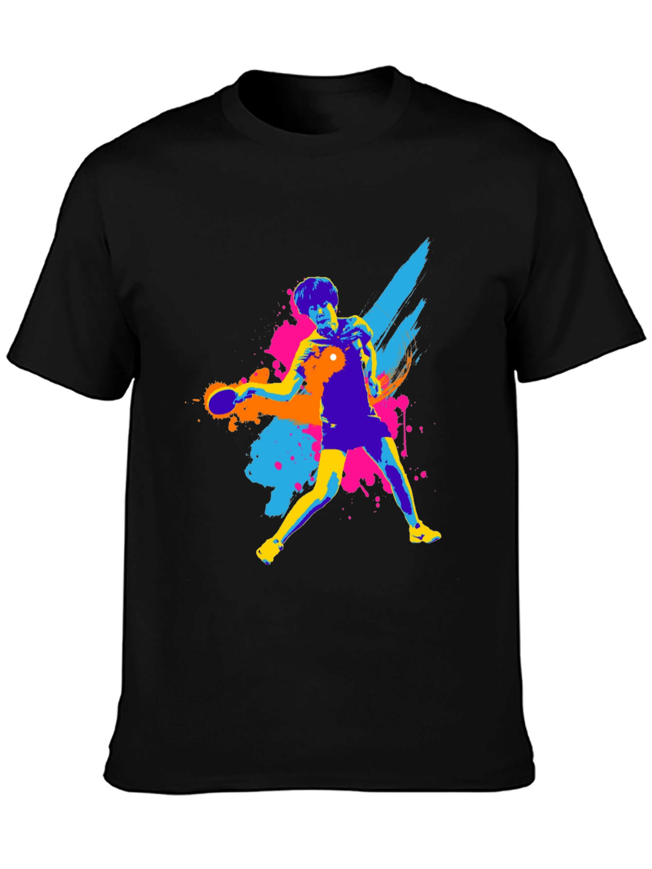 Ping Pong Player Graphic Tee - Black T-Shirt