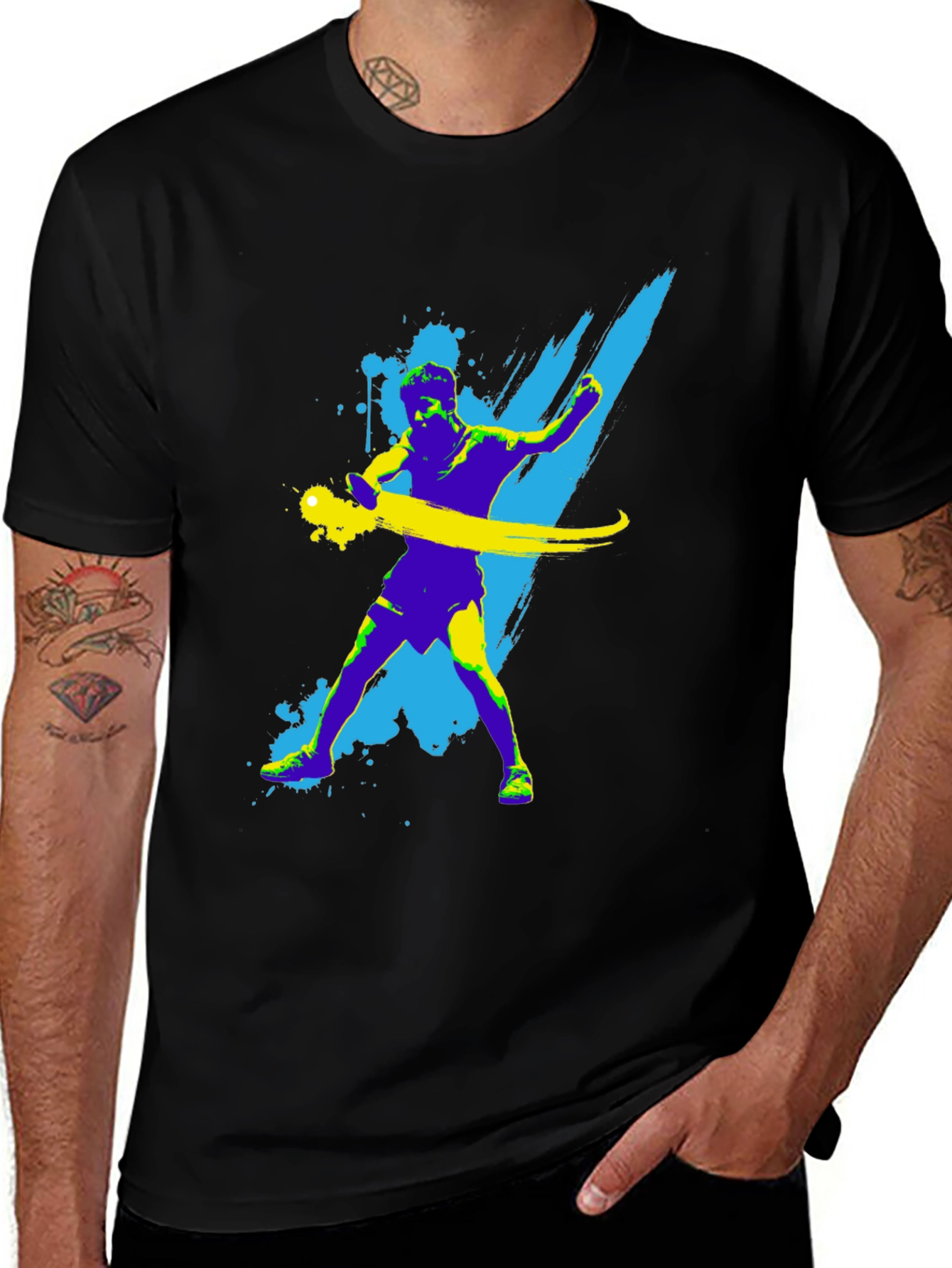 Abstract Athlete Graphic Tee - Black
