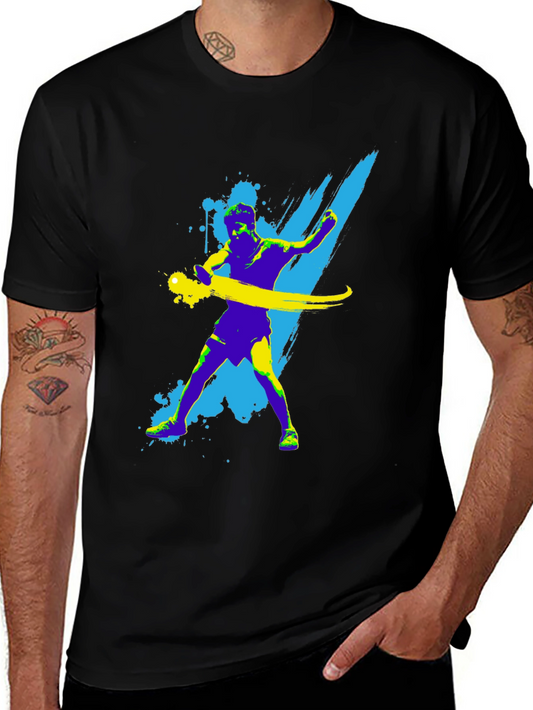 Abstract Athlete Graphic Tee - Black