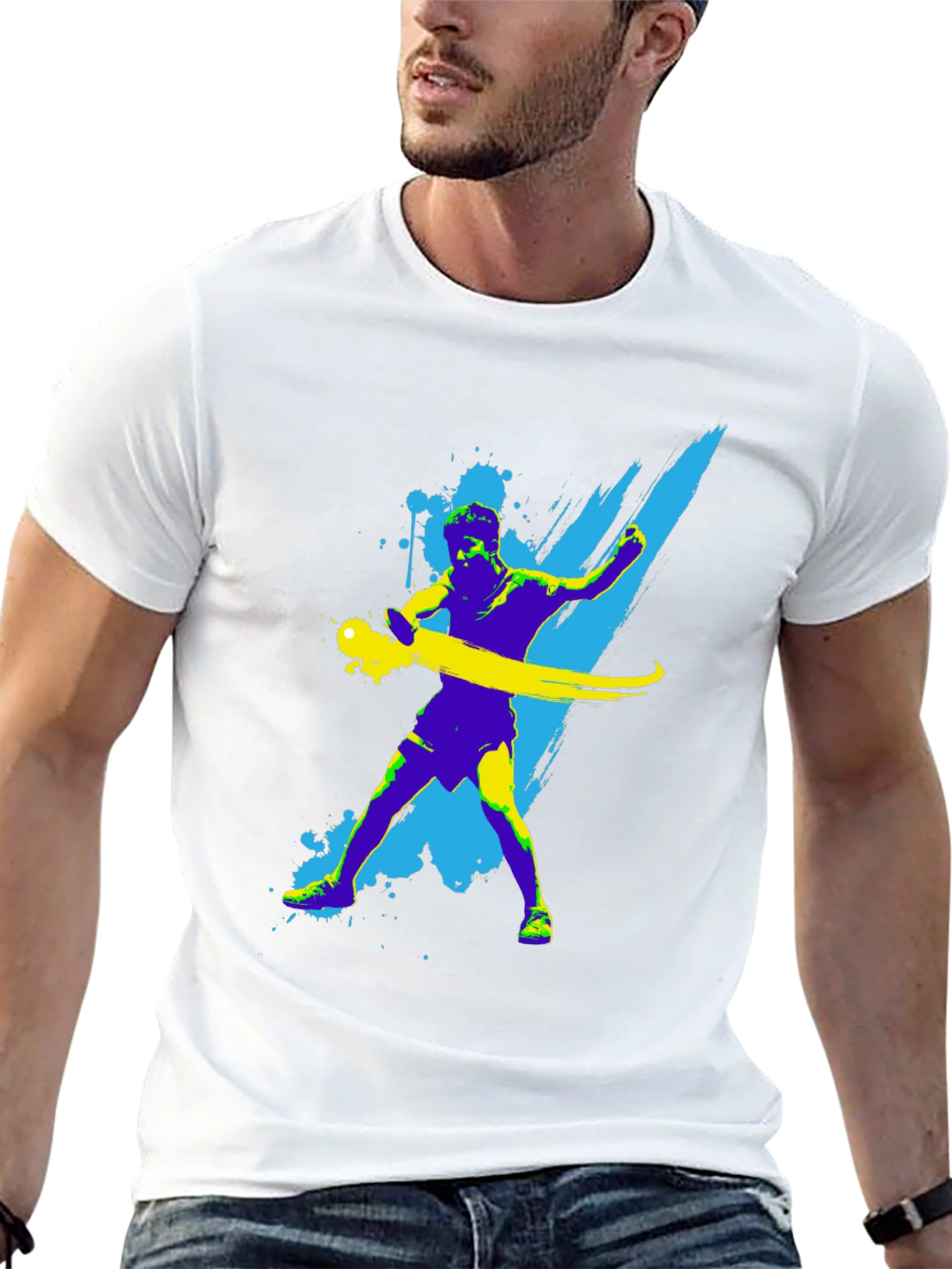 Abstract Athlete Graphic Tee - Black