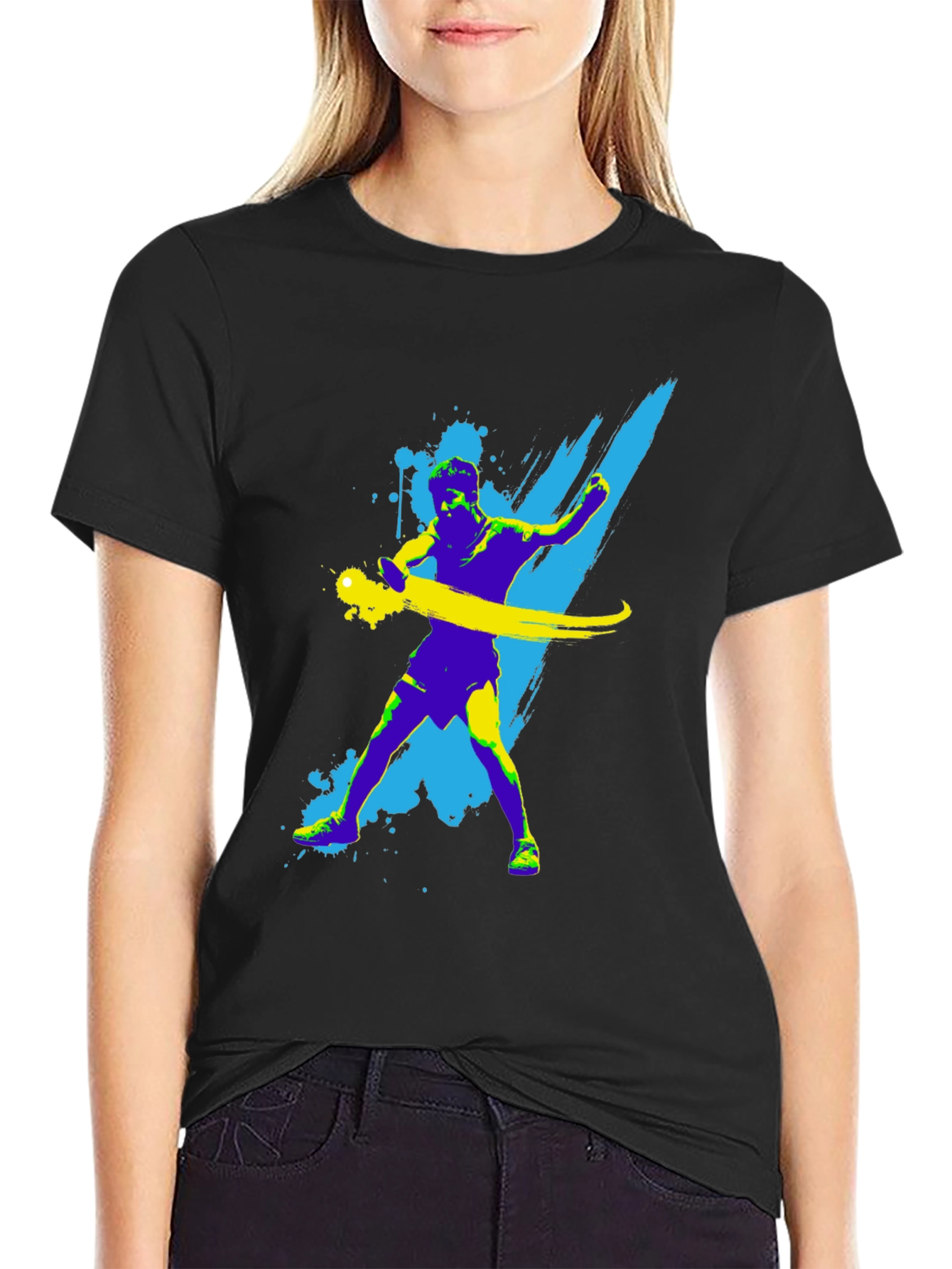 Abstract Athlete Graphic Tee - Black