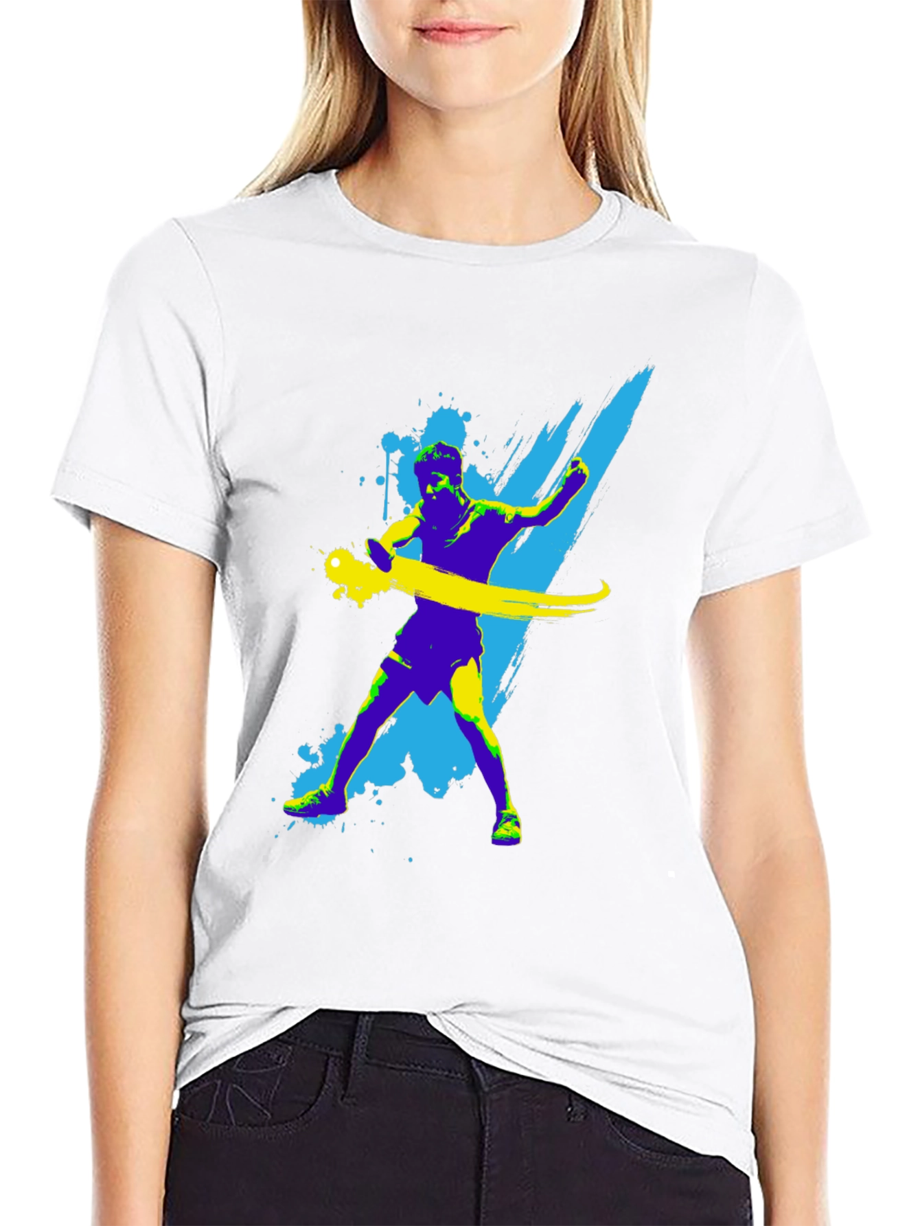 Abstract Athlete Graphic Tee - Black