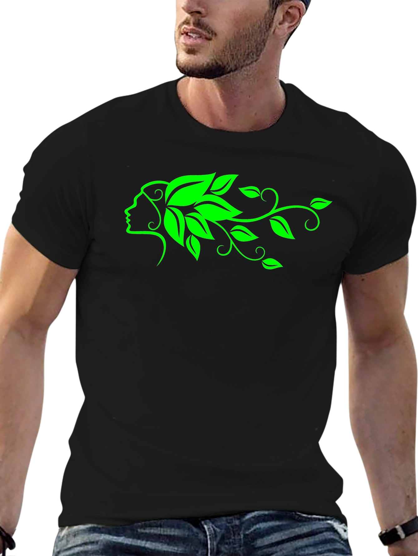 Green Goddess Black T-Shirt