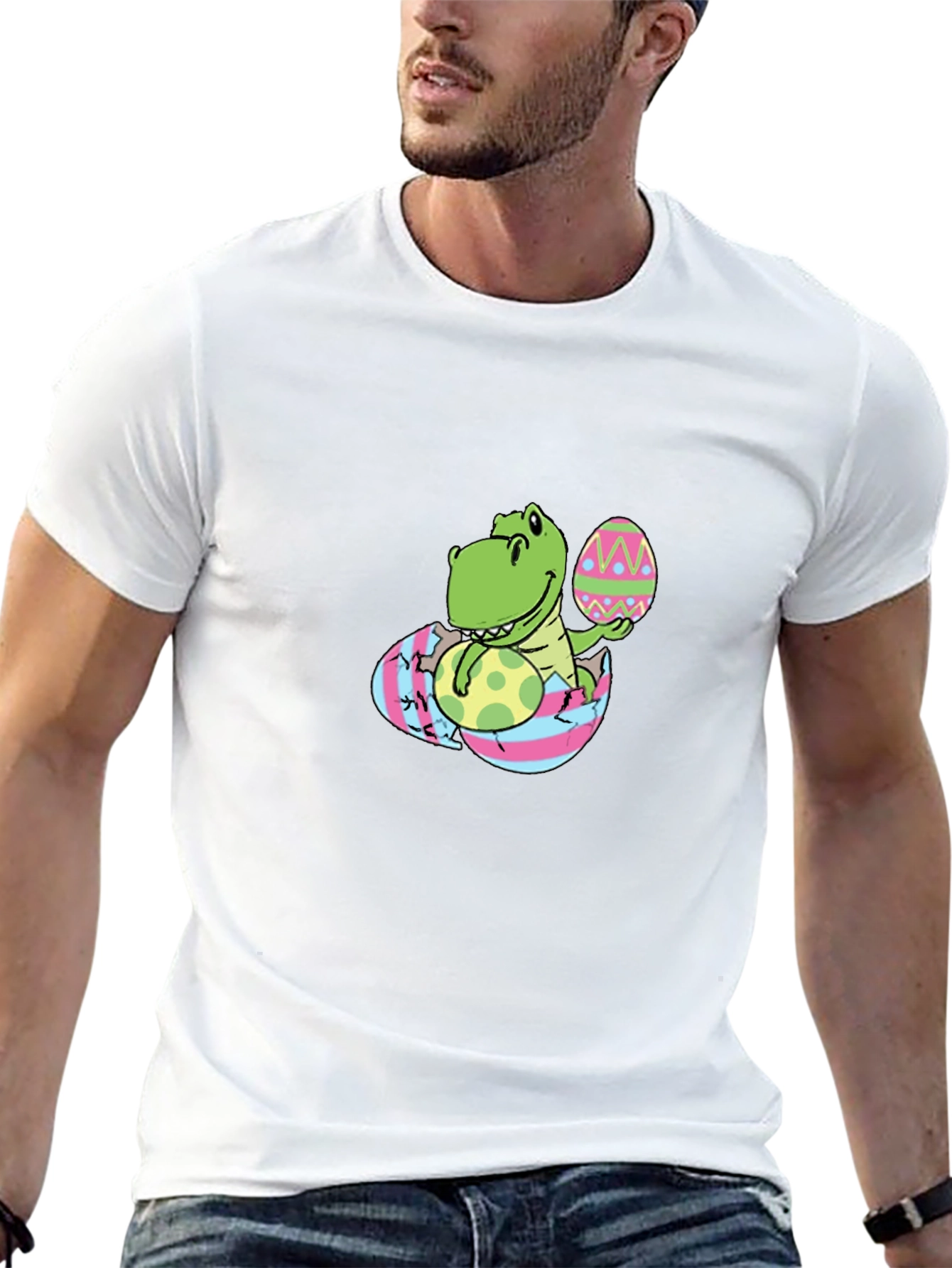 Easter Dino T-Shirt - Cute Dinosaur with Egg