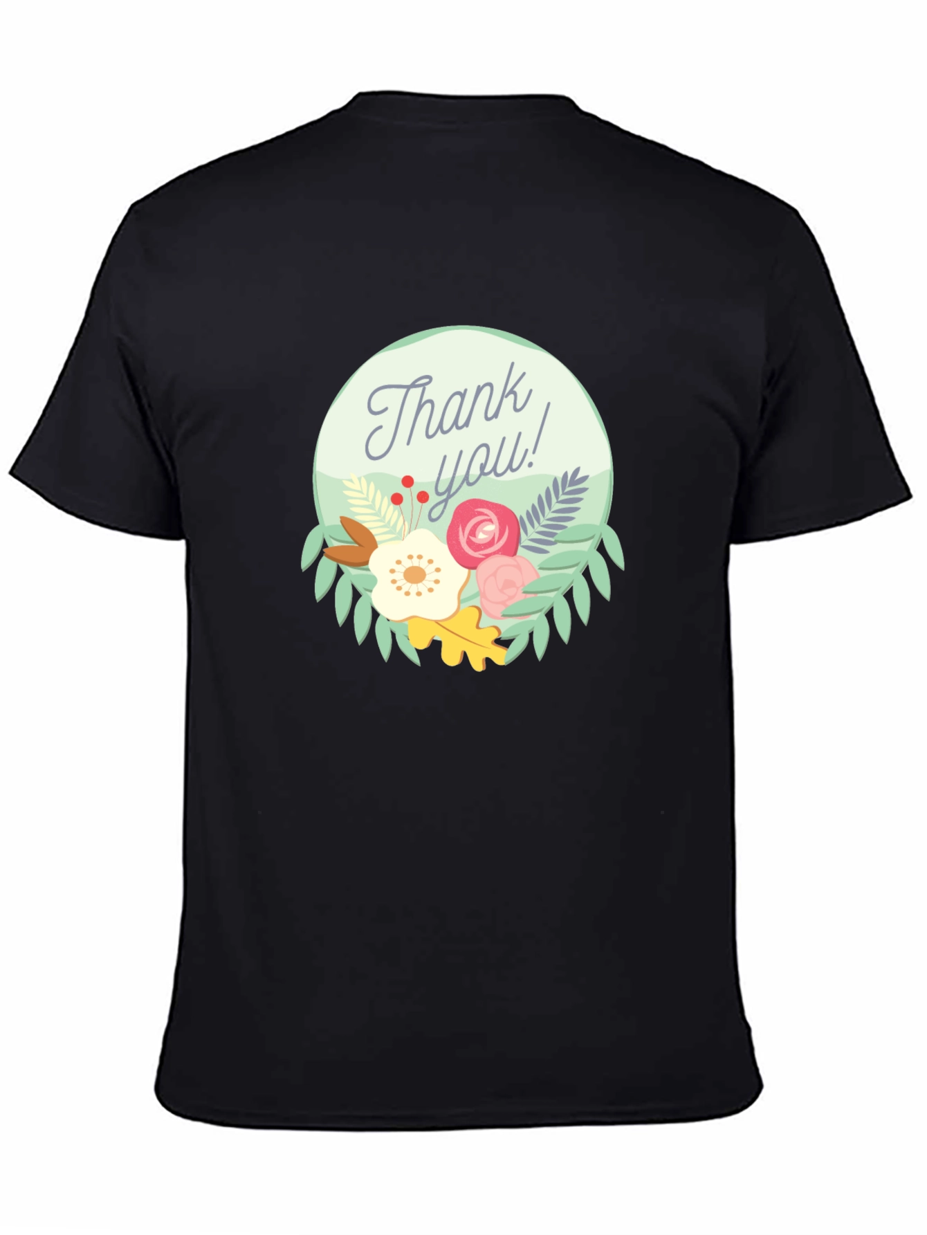 Thank You Floral Graphic Tee - Black