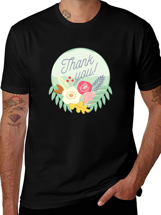 Thank You Floral Graphic Tee - Black