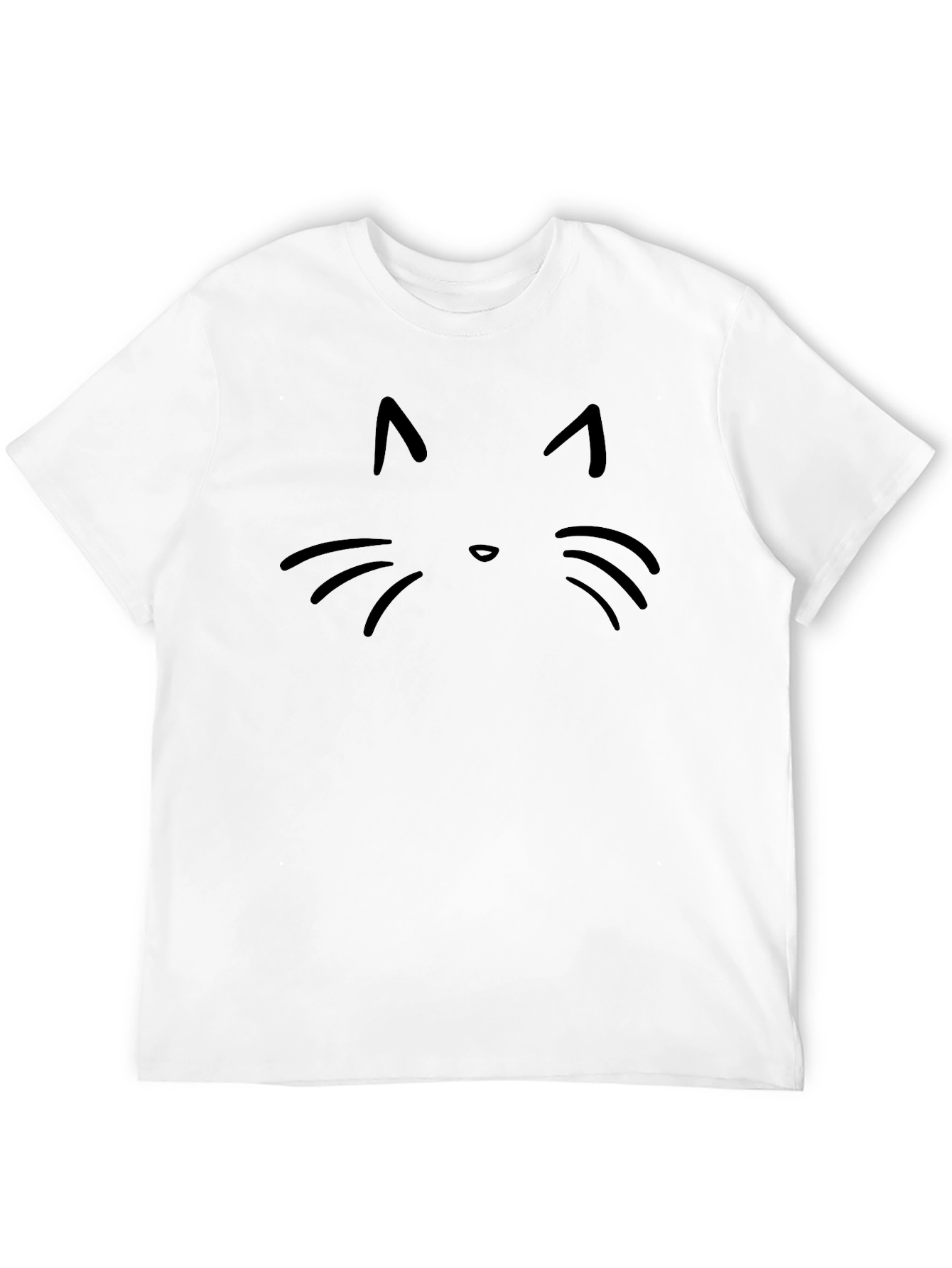 Minimalist Cat Face Black T-Shirt