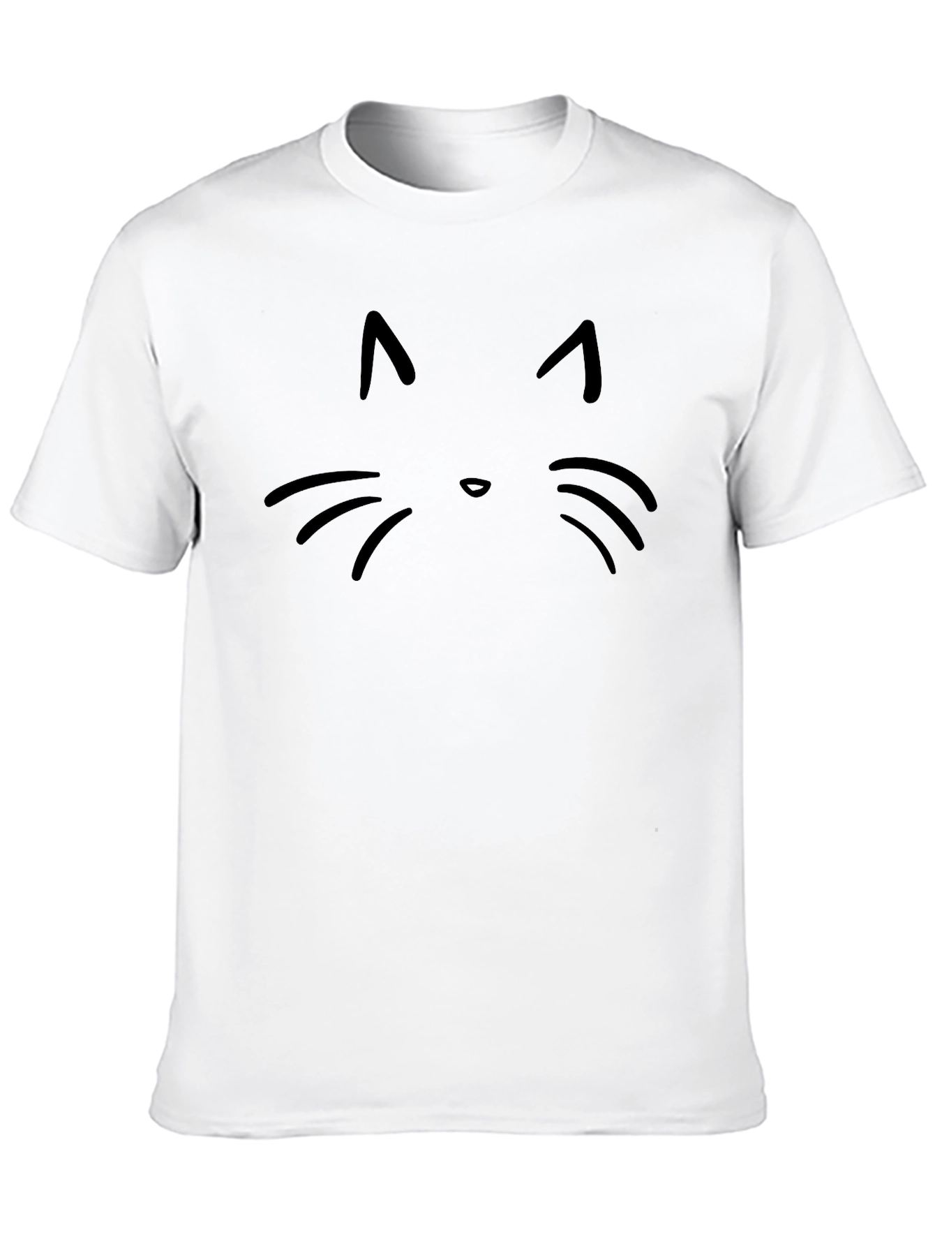 Minimalist Cat Face Black T-Shirt