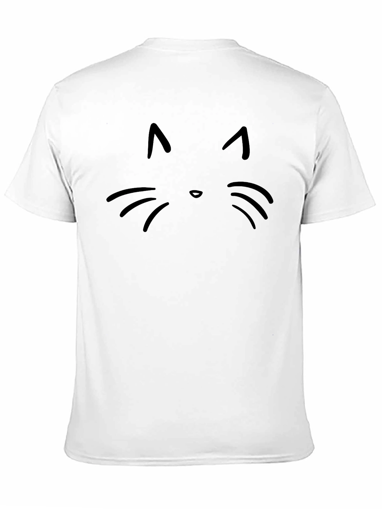 Minimalist Cat Face Black T-Shirt