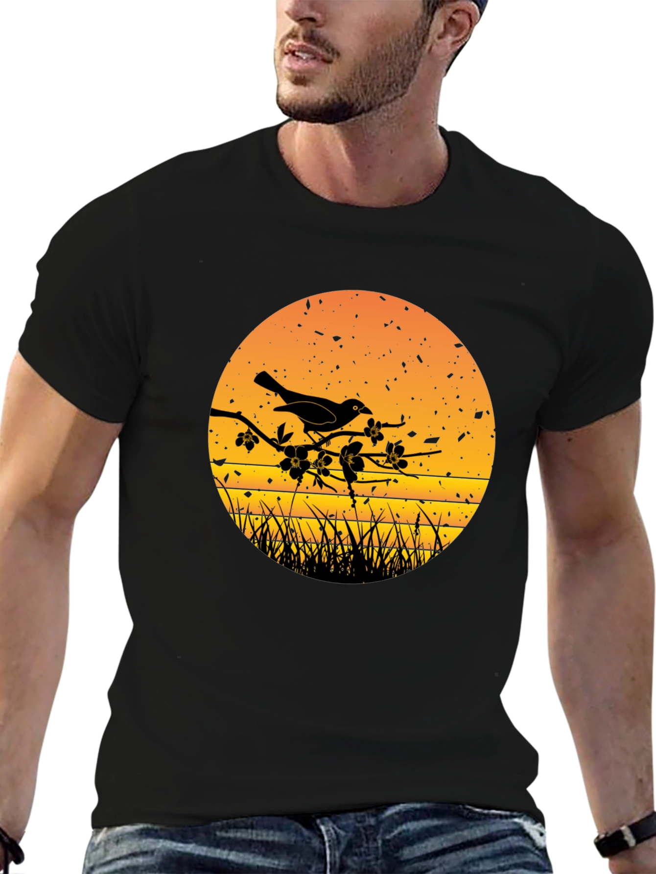 Bird on Branch Silhouette Graphic Tee