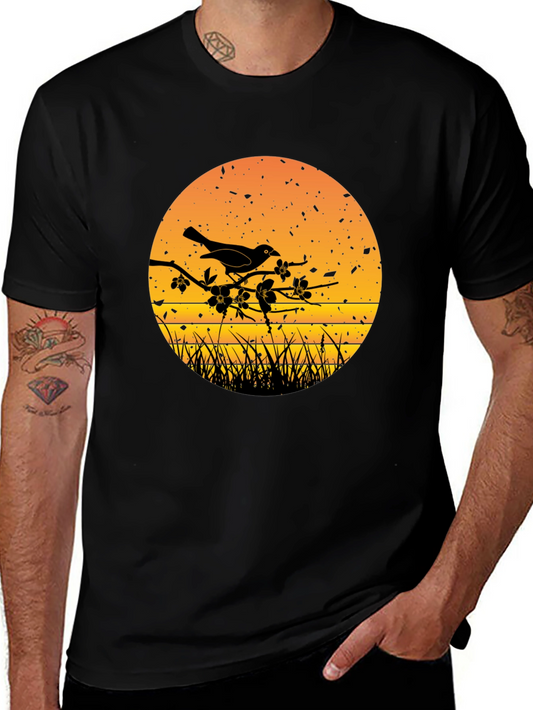 Bird on Branch Silhouette Graphic Tee