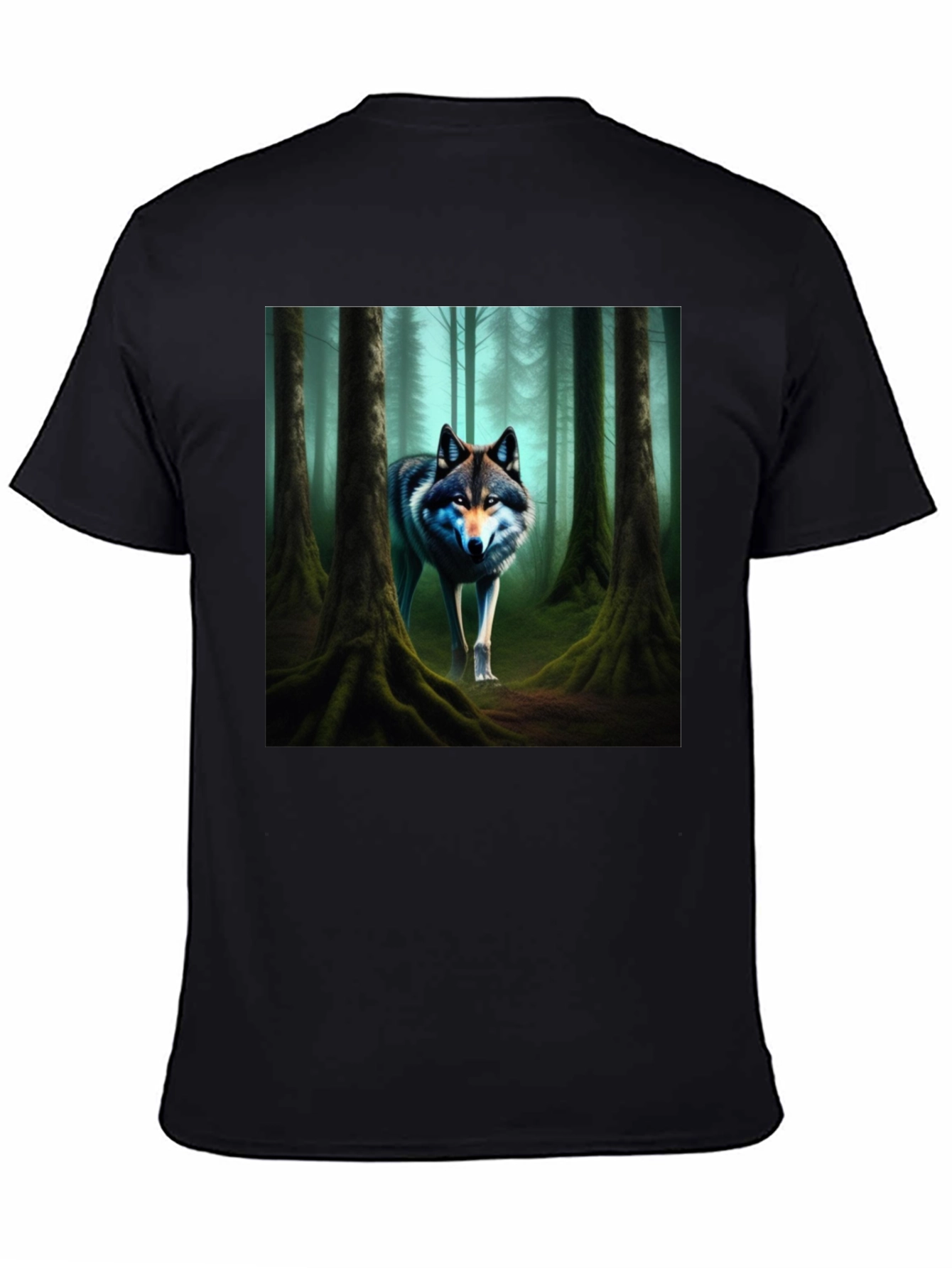 Wolf Forest Graphic Tee - Black Cotton Blend