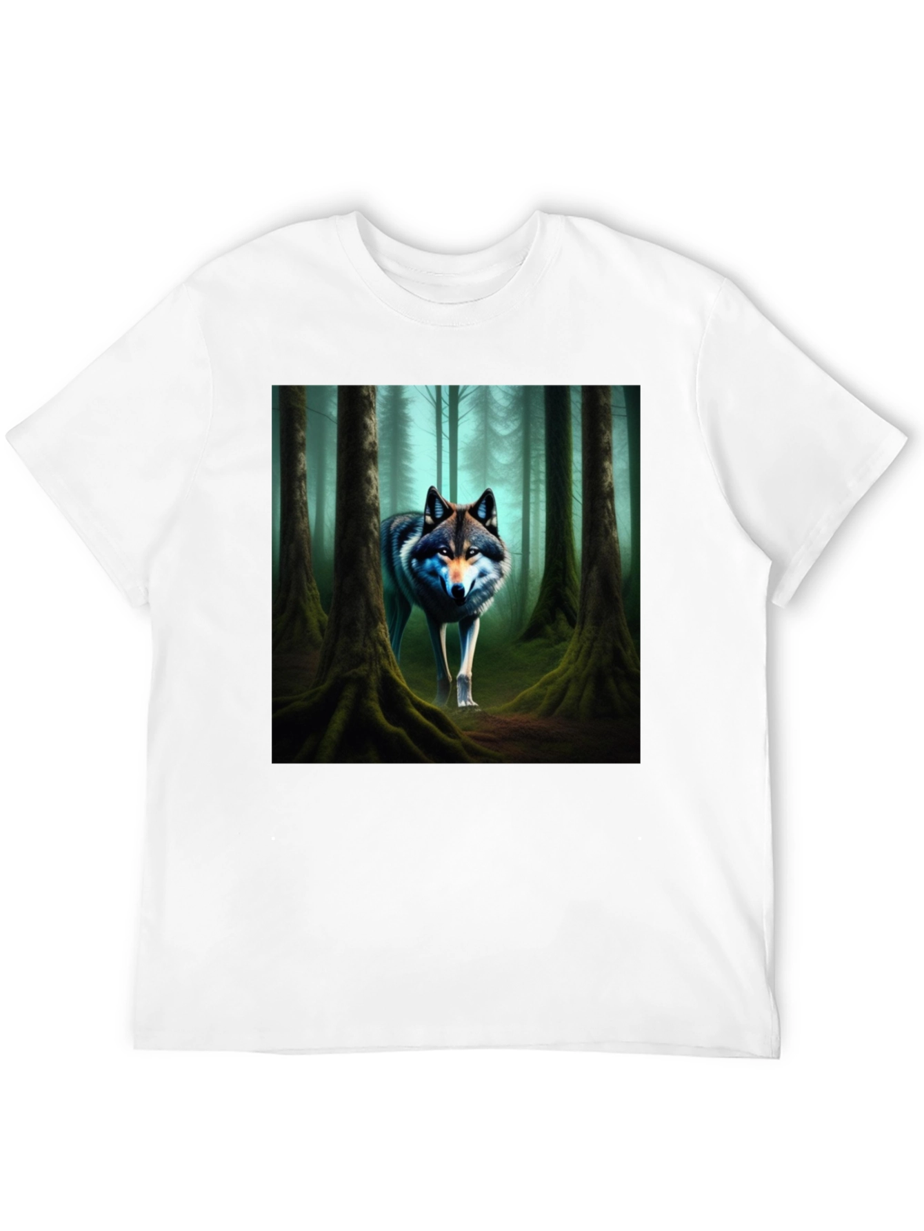 Wolf Forest Graphic Tee - Black Cotton Blend