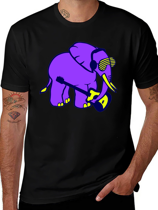 Cool Elephant Guitar Player Graphic T-Shirt