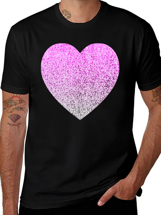 Sparkly Heart Graphic Tee - Black Cotton Blend