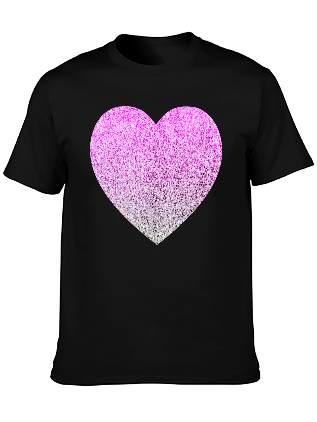 Sparkly Heart Graphic Tee - Black Cotton Blend