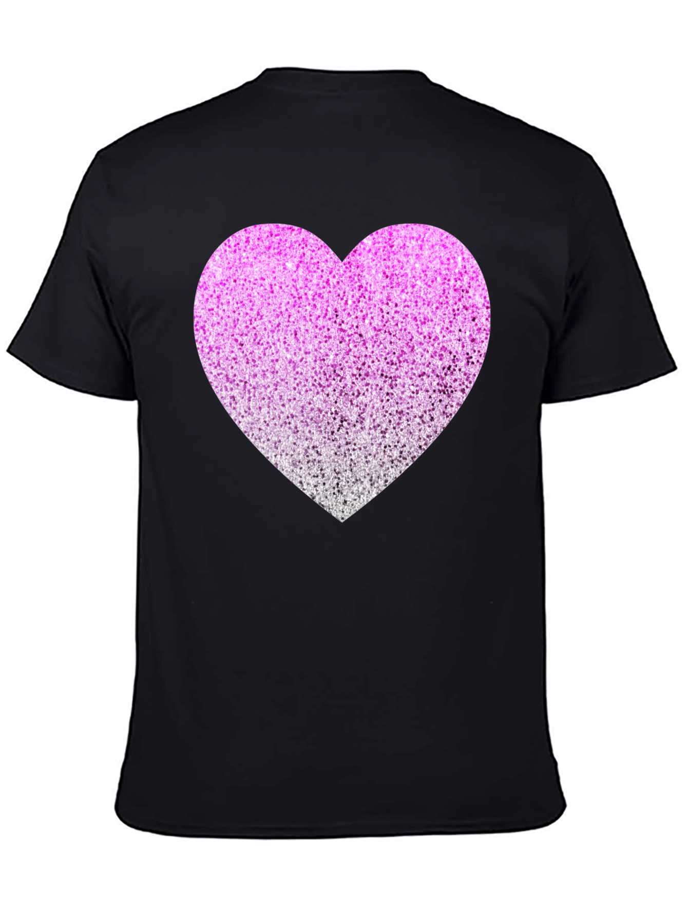 Sparkly Heart Graphic Tee - Black Cotton Blend
