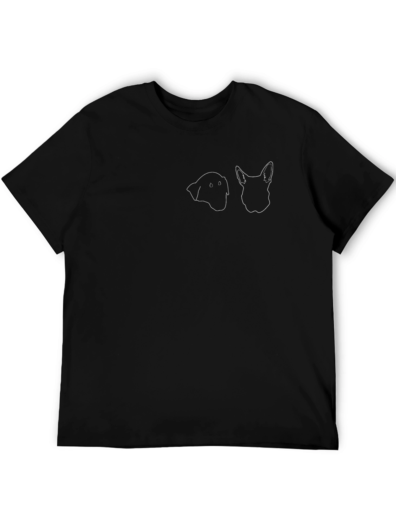 Dog Silhouette Graphic Print Tee - Black