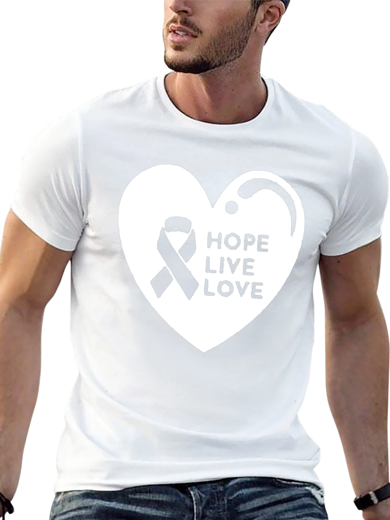 Hope Live Love Ribbon Heart T-Shirt
