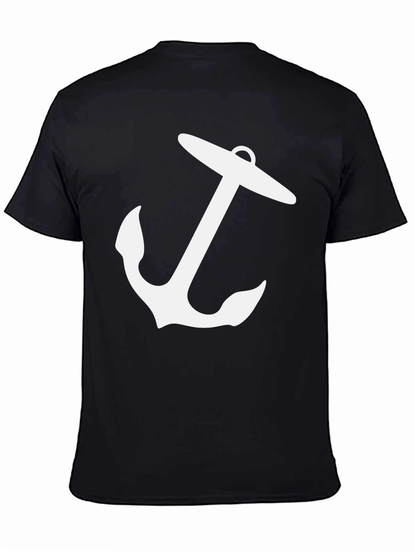 Nautical Anchor Graphic Tee - Black Cotton T-Shirt