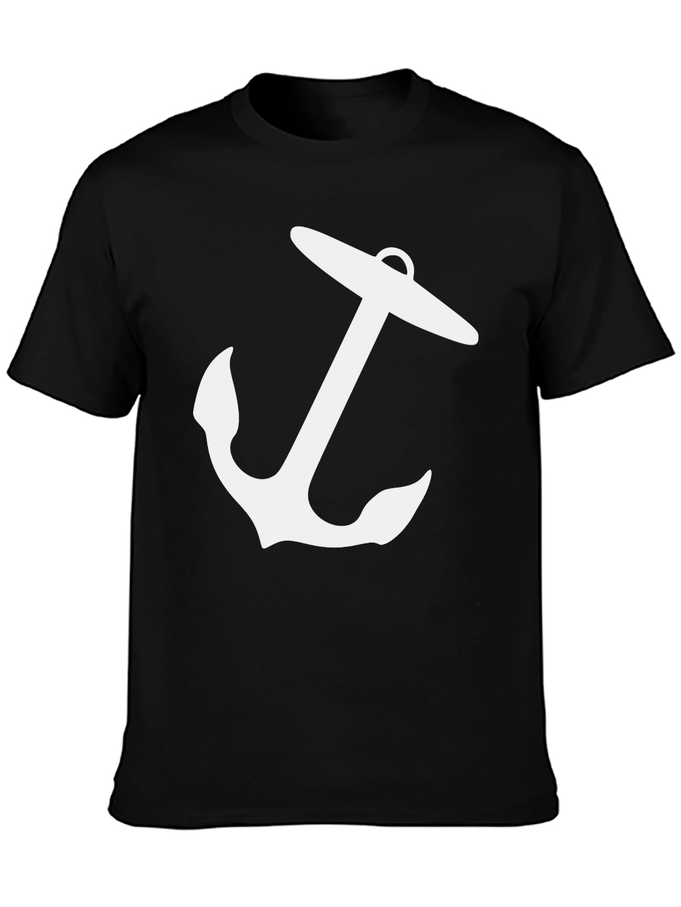 Nautical Anchor Graphic Tee - Black Cotton T-Shirt