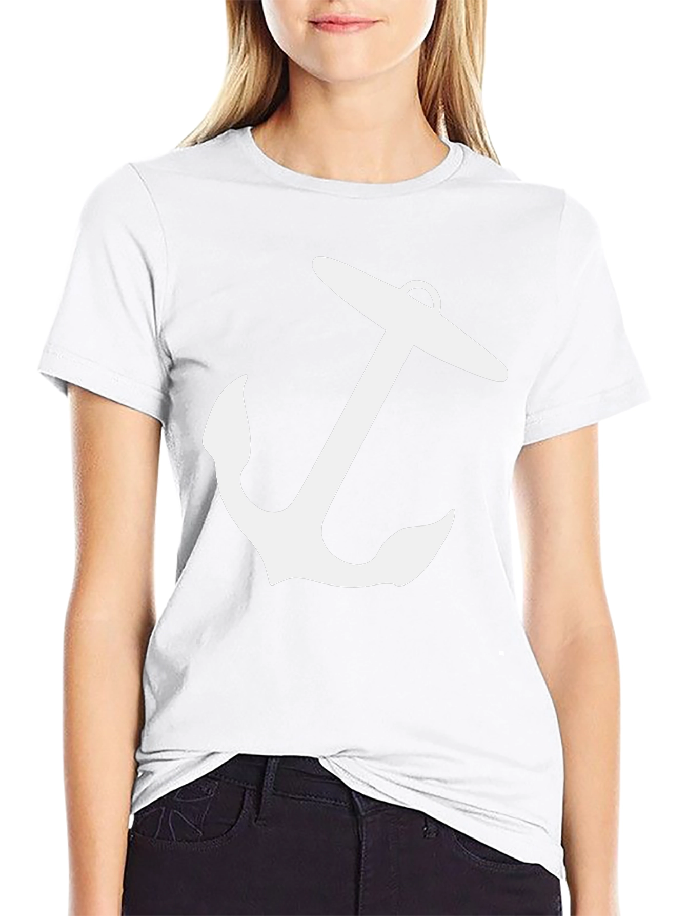 Nautical Anchor Graphic Tee - Black Cotton T-Shirt