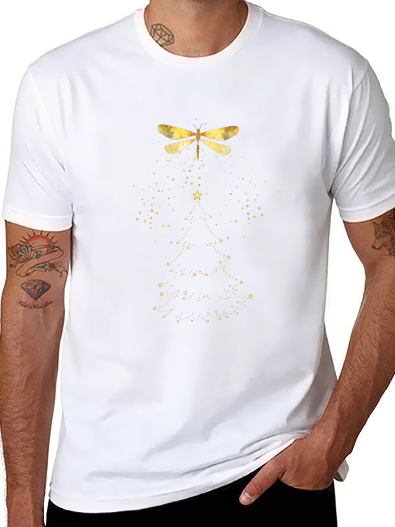 Dragonfly & Stars Graphic Tee - Black