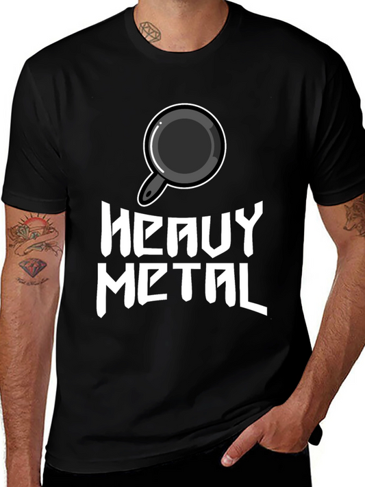 Heavy Metal Pan Graphic T-Shirt - Black Crew Neck Tee