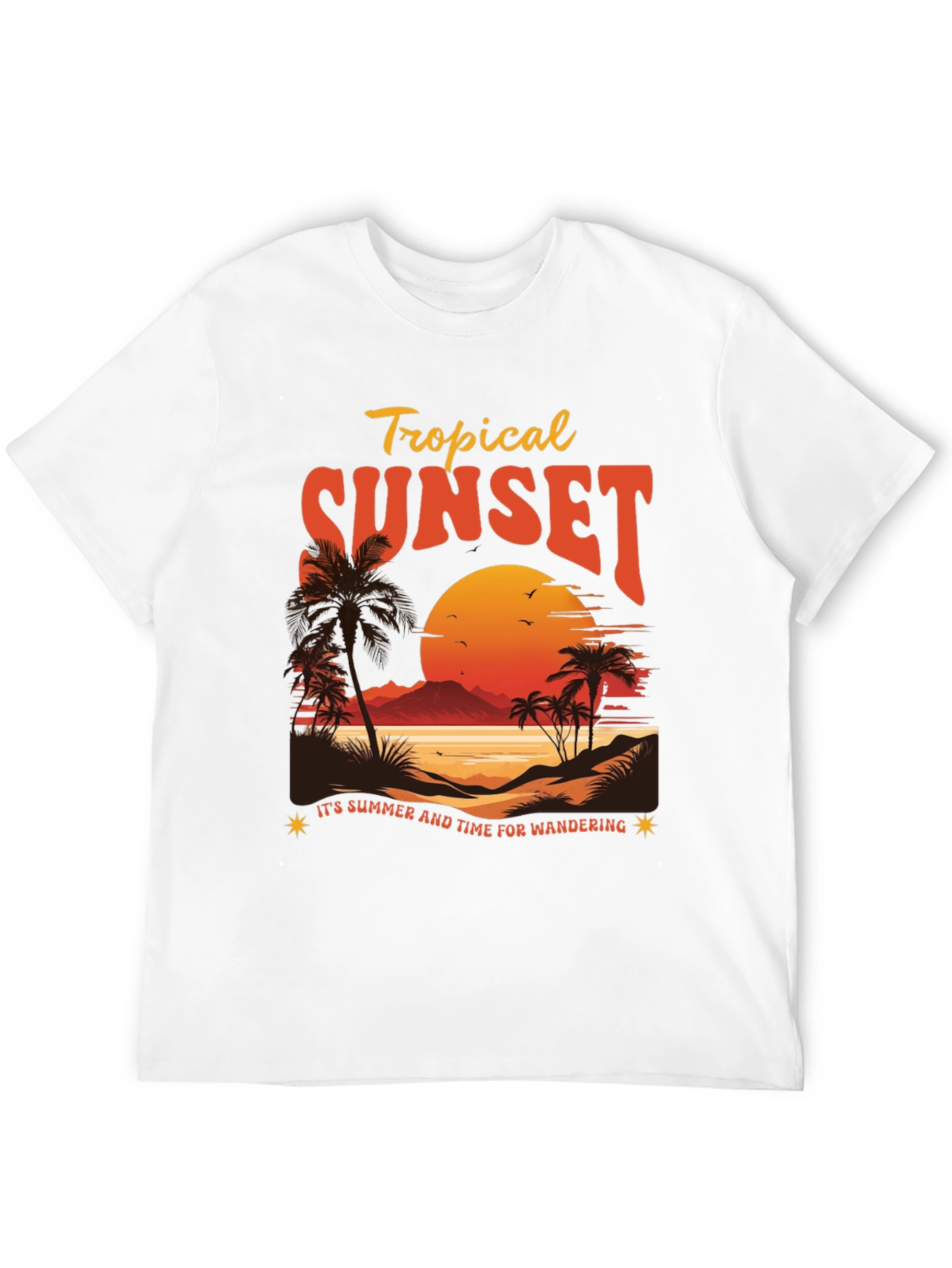 Tropical Sunset Graphic T-Shirt - Summer Wanderlust