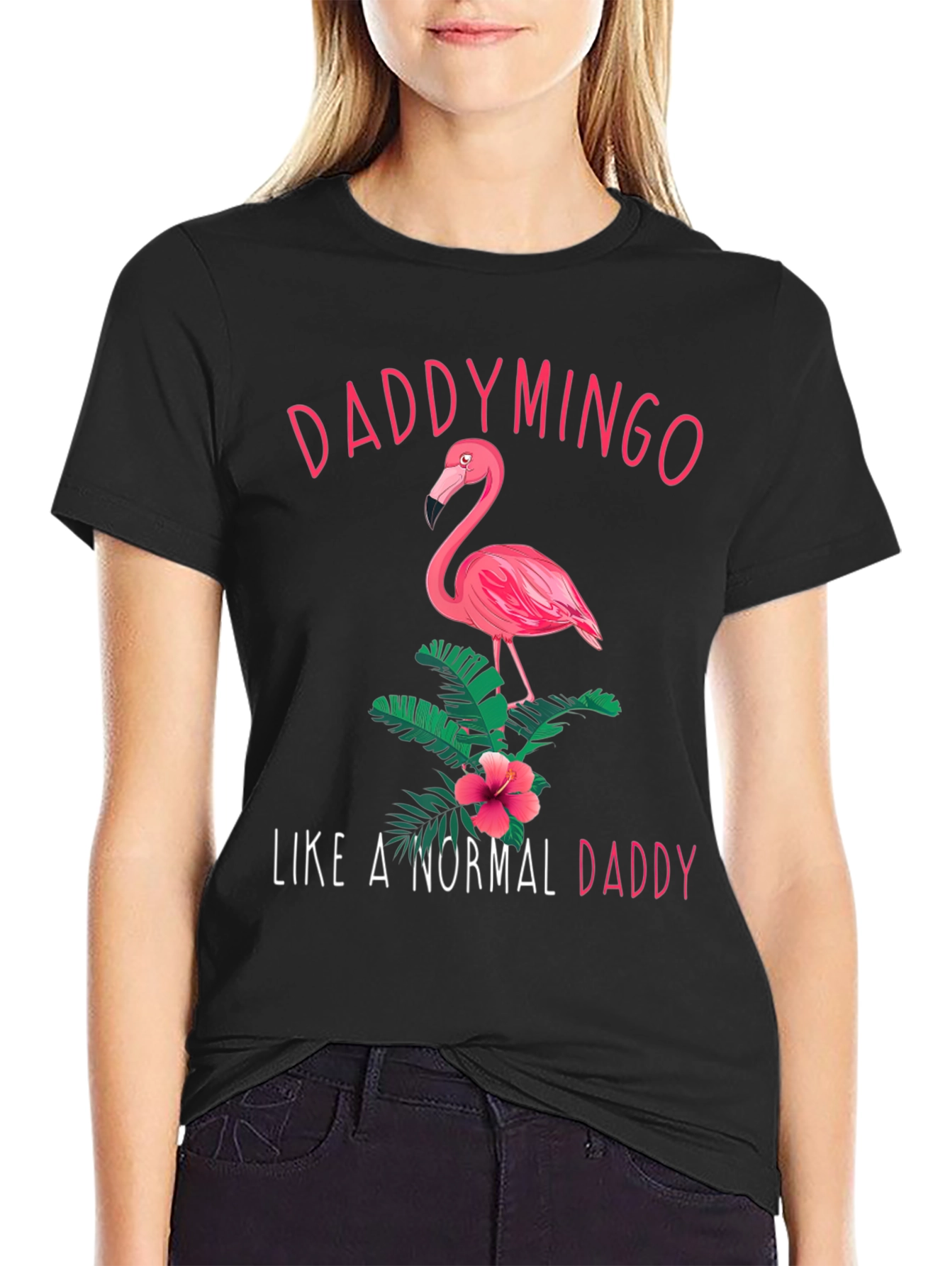Daddymingo Flamingo Graphic Black T-Shirt