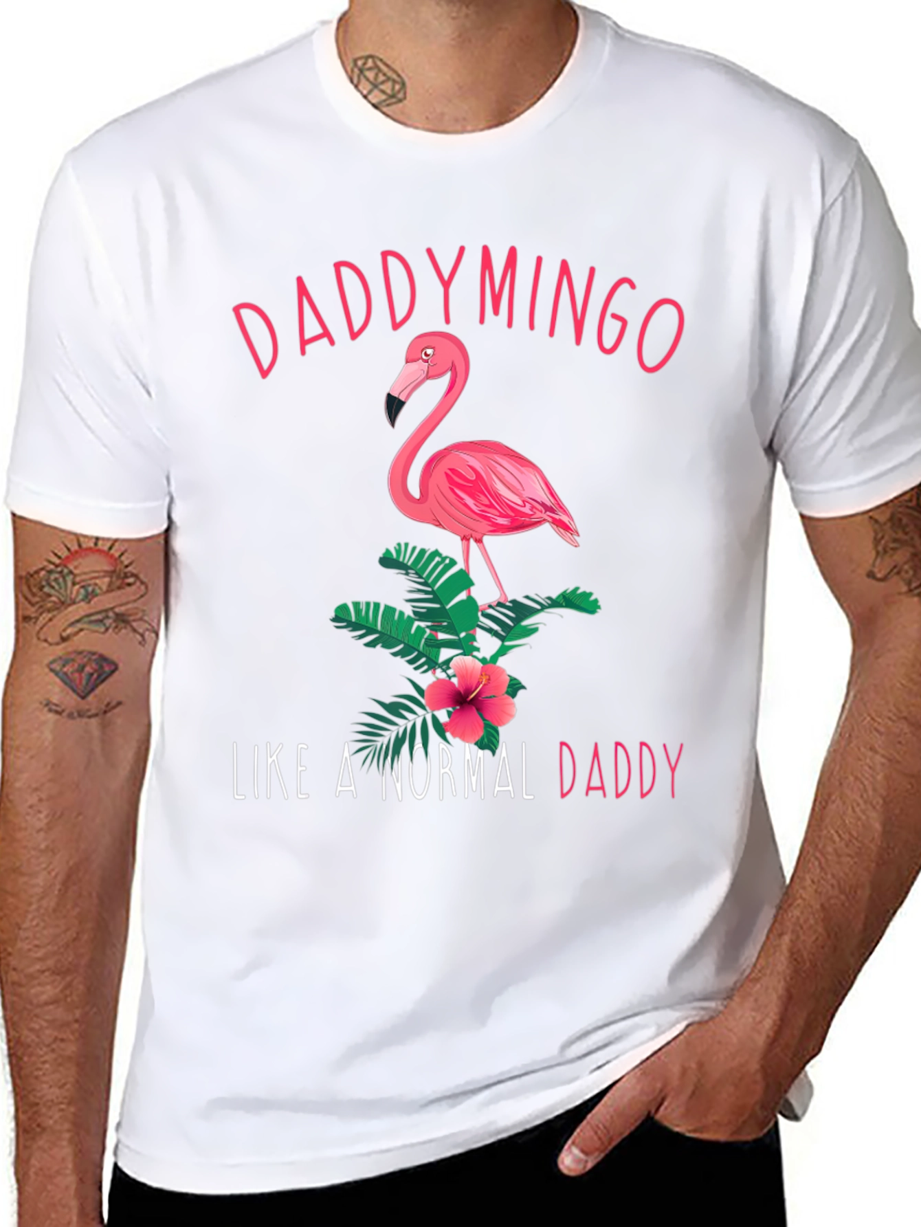 Daddymingo Flamingo Graphic Black T-Shirt