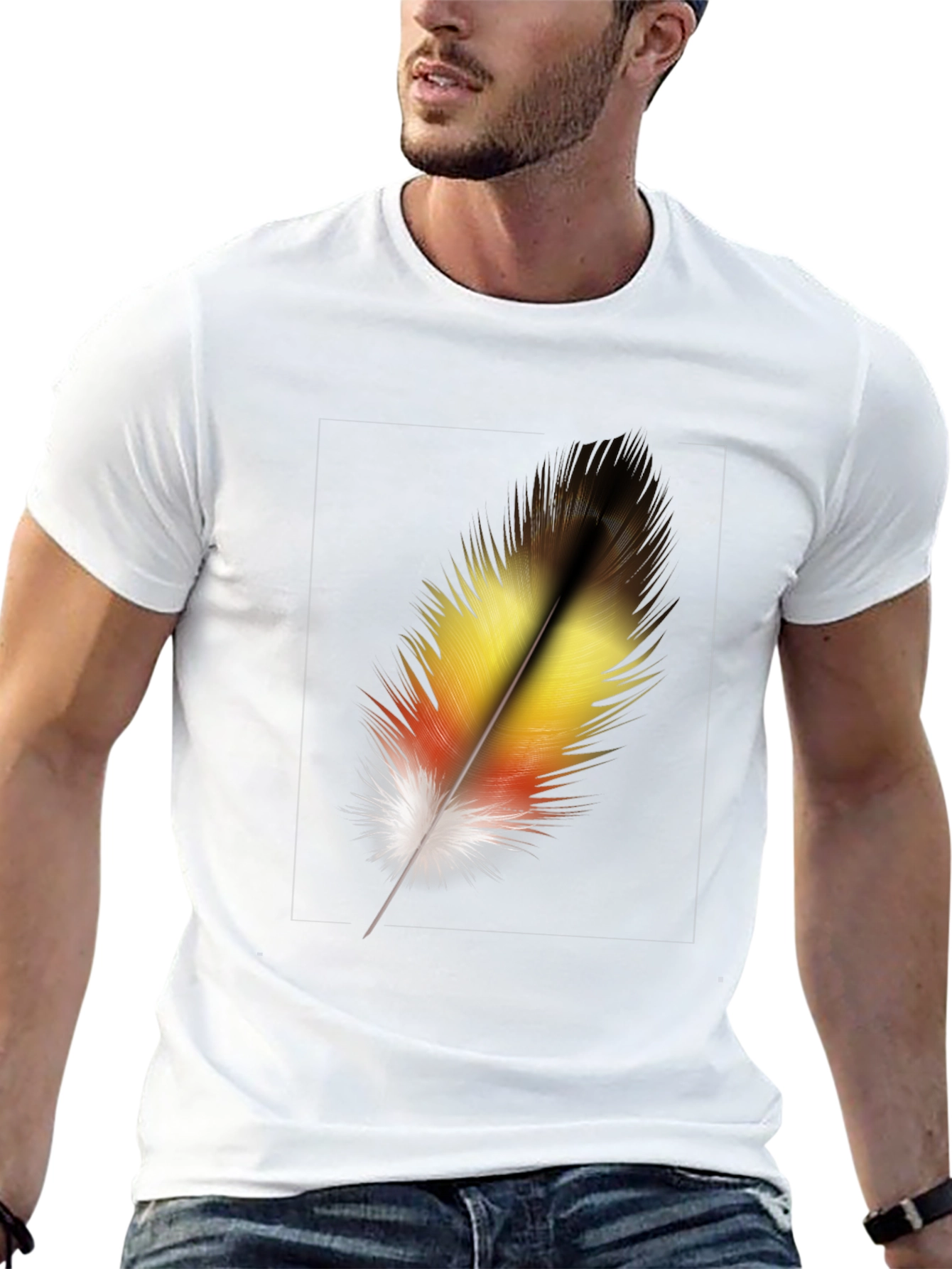 Feather Graphic Black T-Shirt - Stylish Casual Wear
