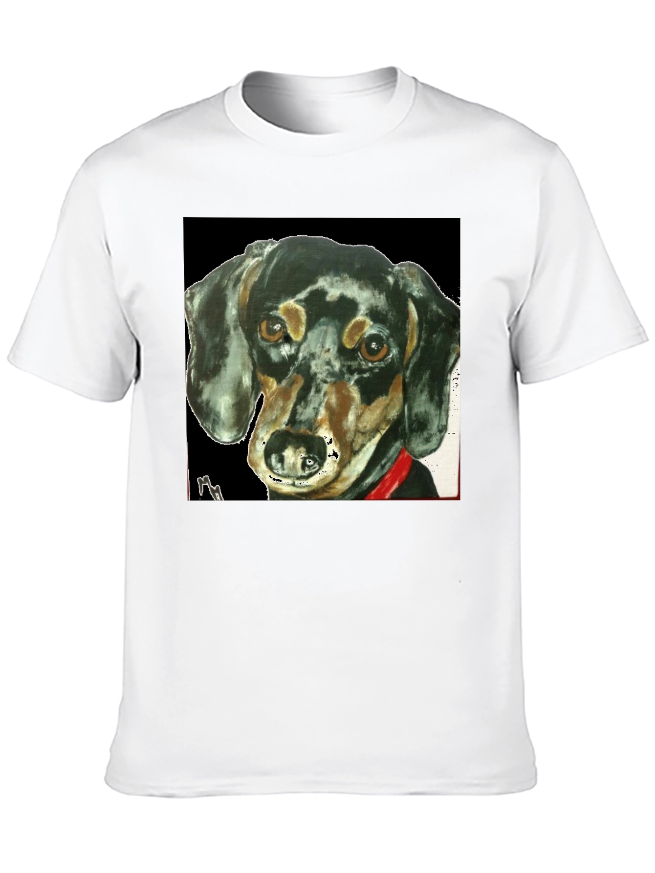 Dachshund Dog Portrait Tee - Black Graphic T-Shirt