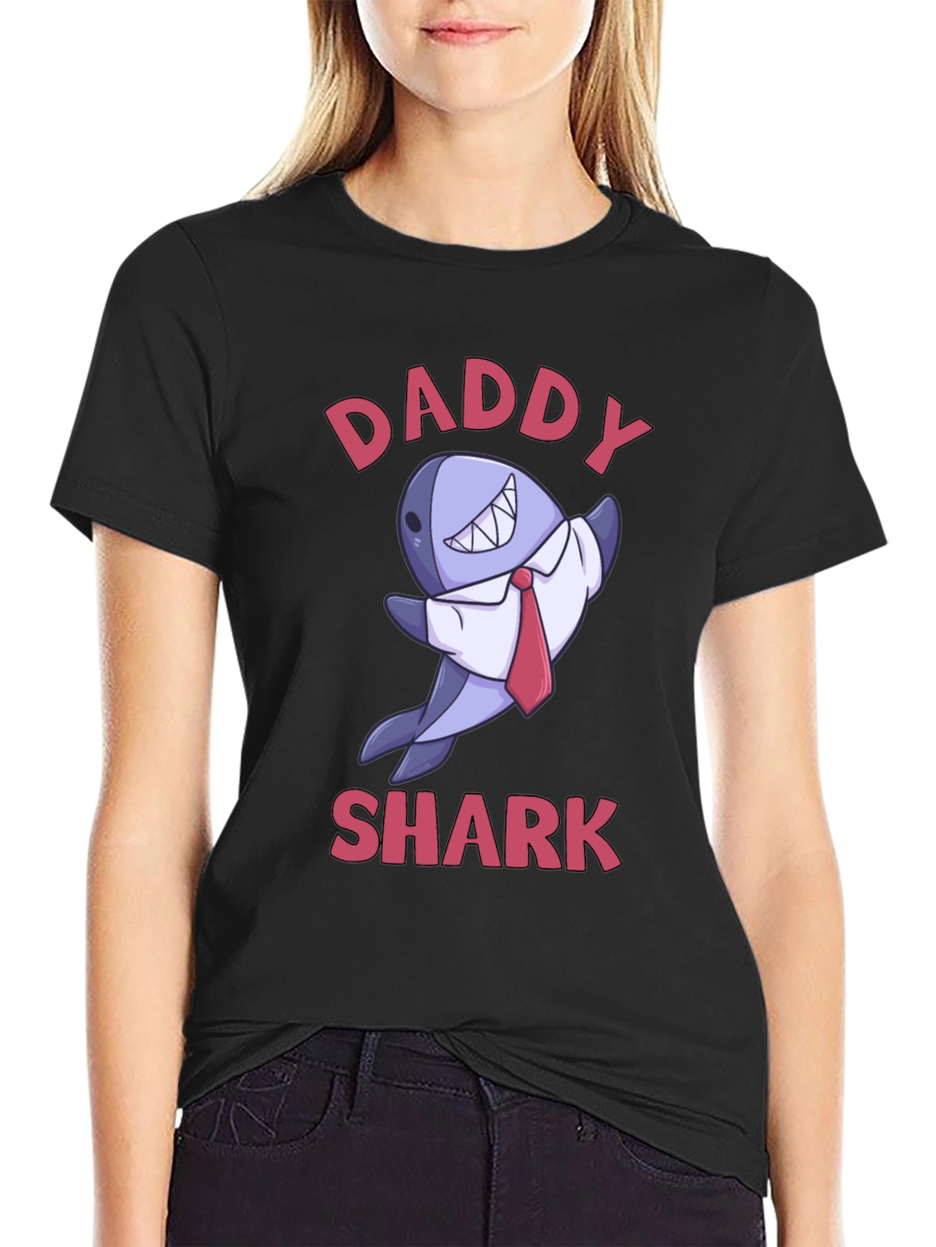 Daddy Shark Graphic T-Shirt - Black