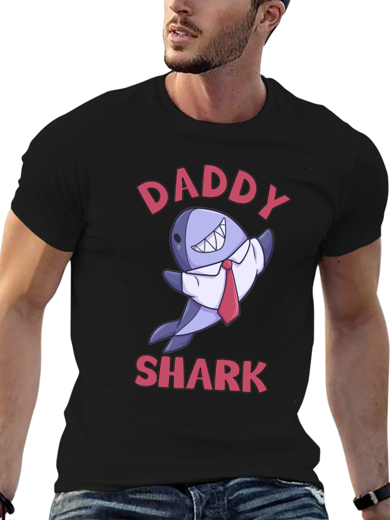 Daddy Shark Graphic T-Shirt - Black