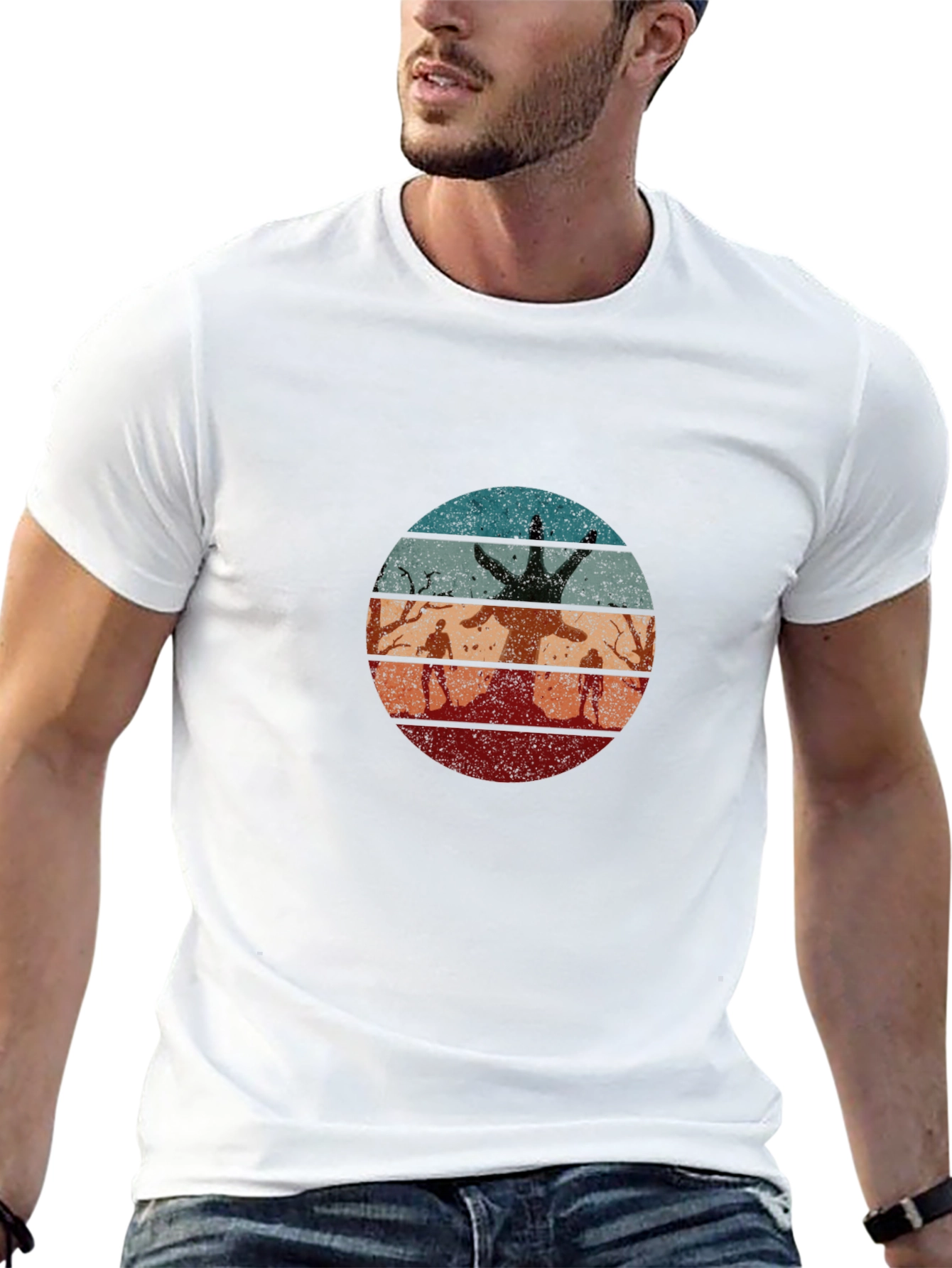 Retro Zombie Tree Graphic T-Shirt