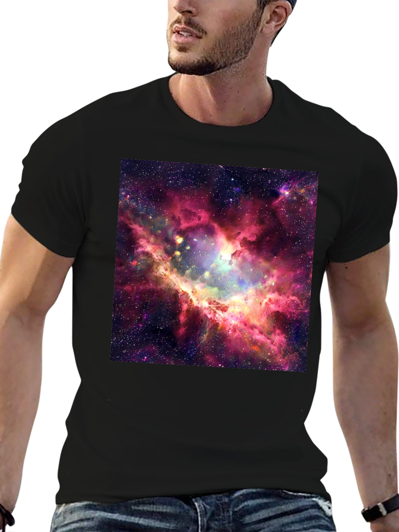 Nebula Print Black T-Shirt
