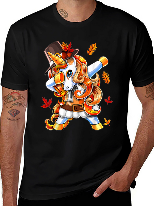 Thanksgiving Unicorn Dabbing Mens T-Shirt