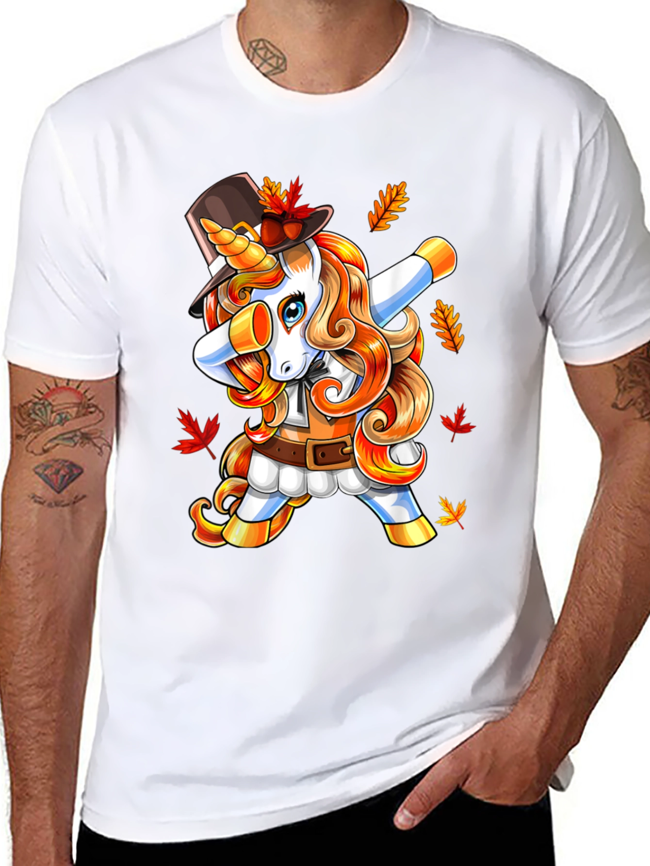Thanksgiving Unicorn Dabbing Mens T-Shirt