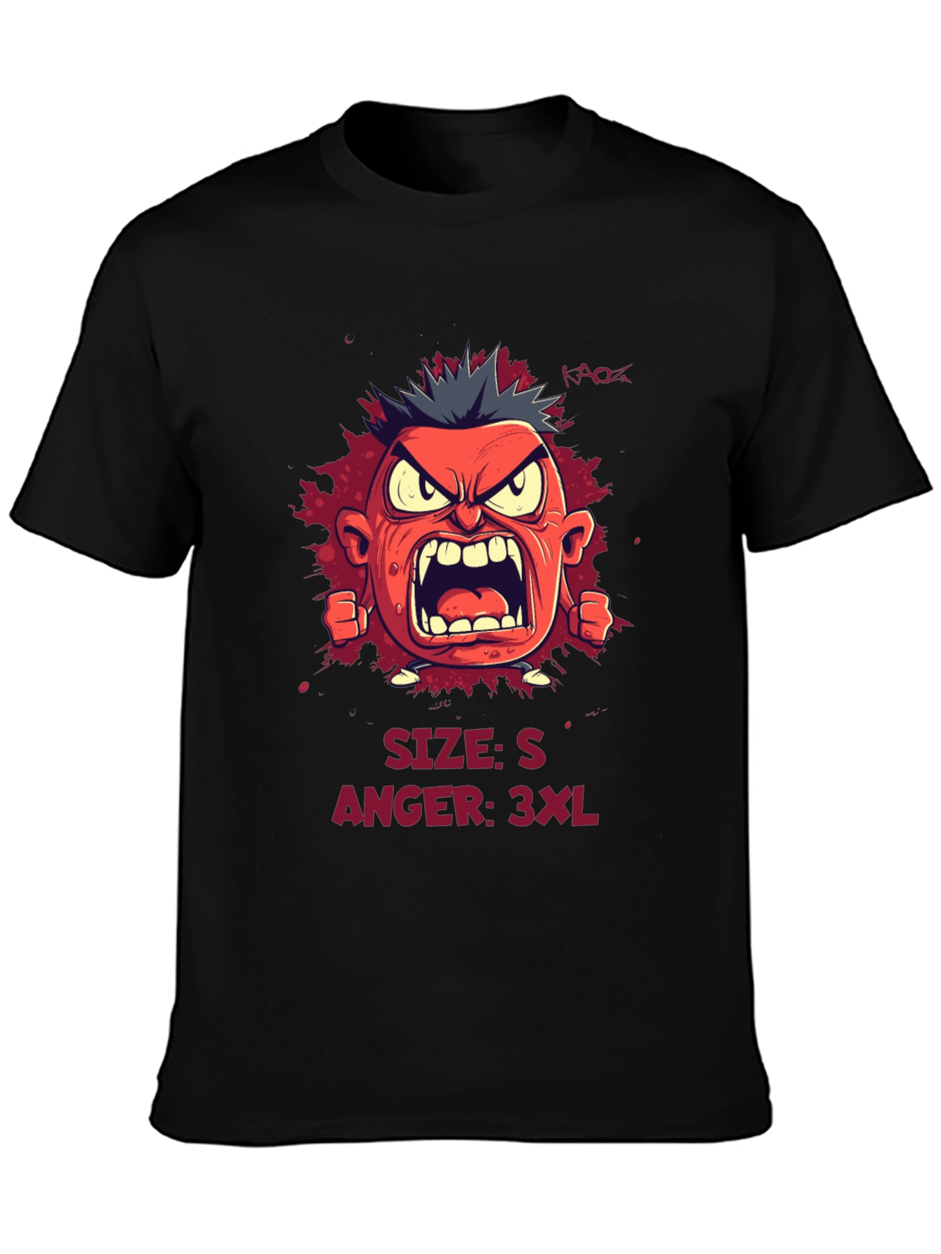 Angry Cartoon Character Graphic Tee - Black