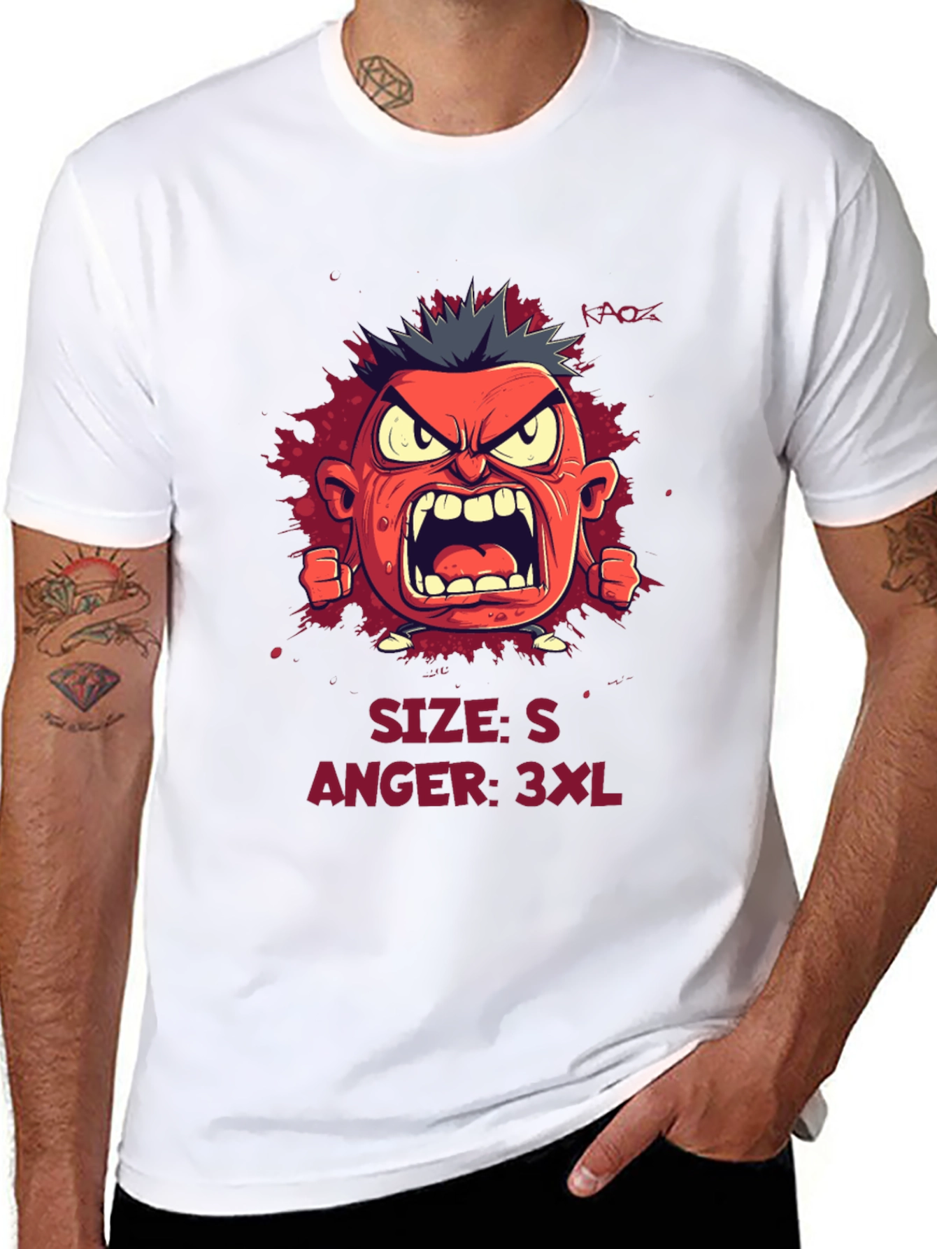 Angry Cartoon Character Graphic Tee - Black