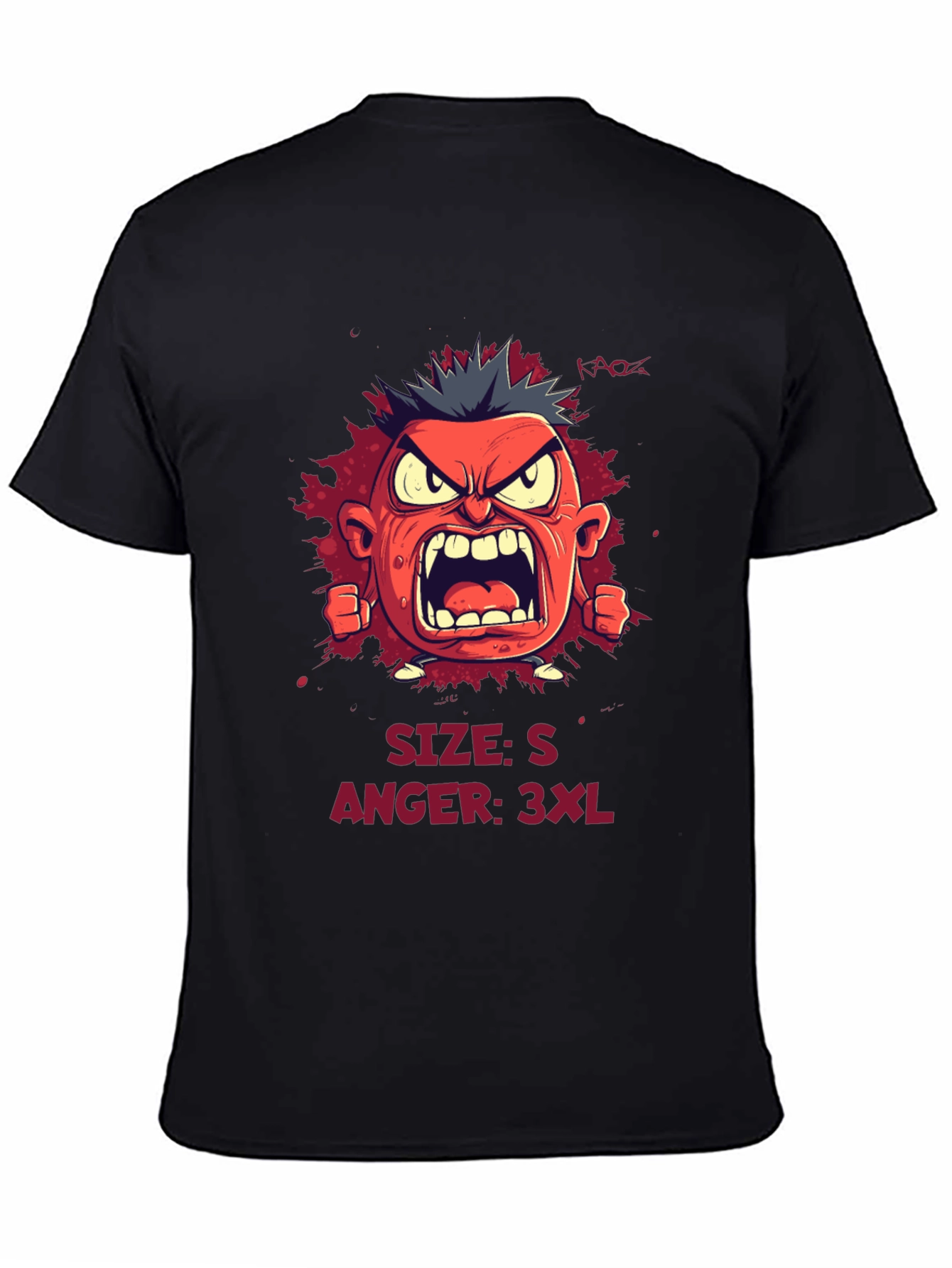 Angry Cartoon Character Graphic Tee - Black