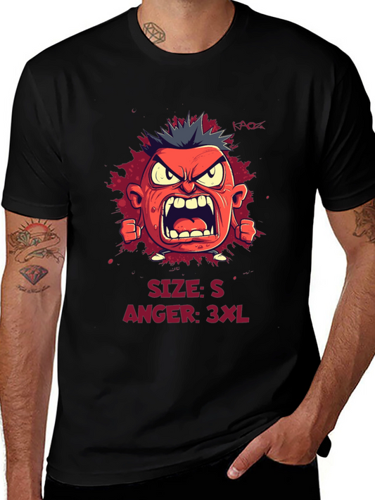 Angry Cartoon Character Graphic Tee - Black