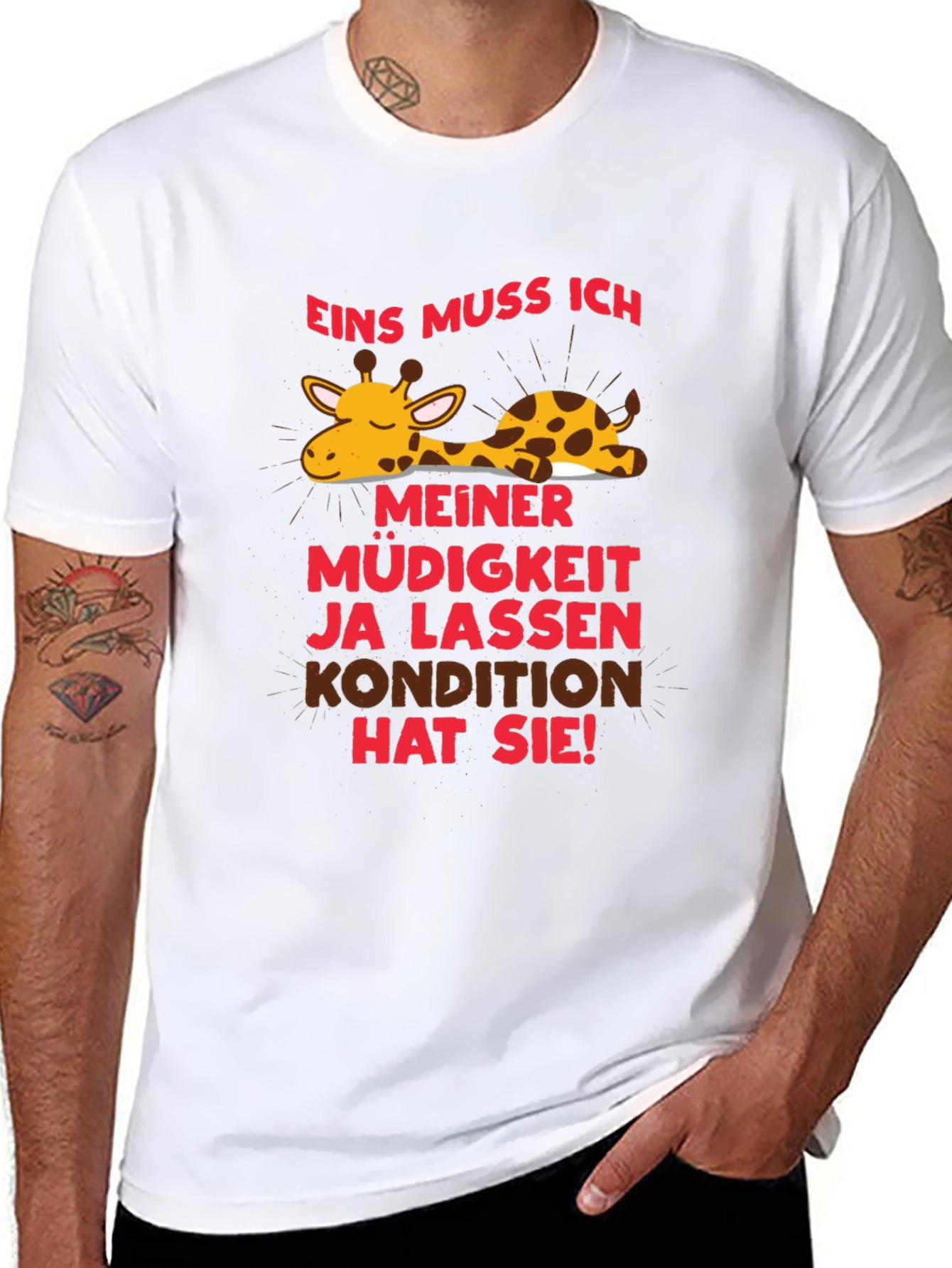 Lazy Giraffe Graphic Tee - German Slogan T-Shirt