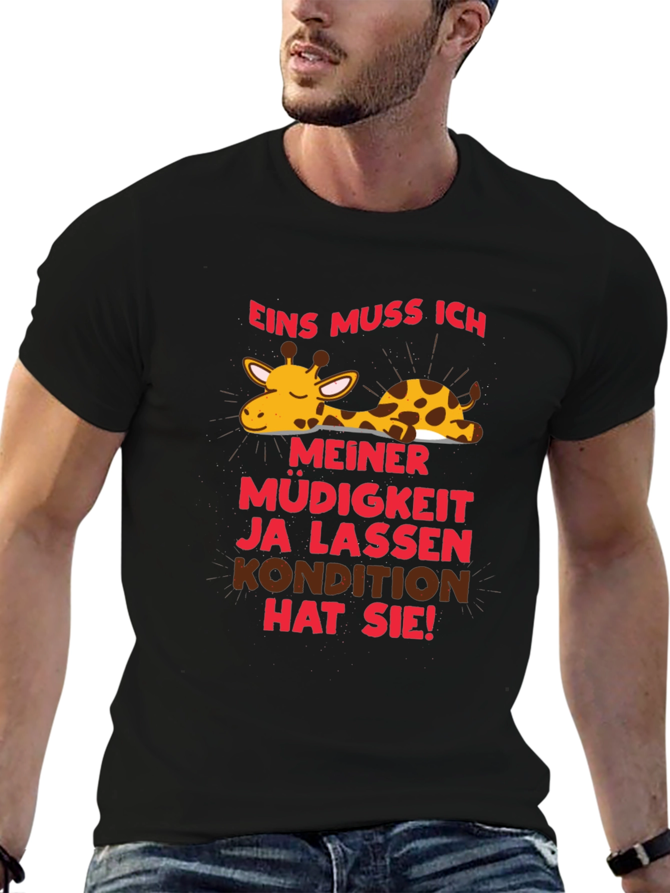 Lazy Giraffe Graphic Tee - German Slogan T-Shirt